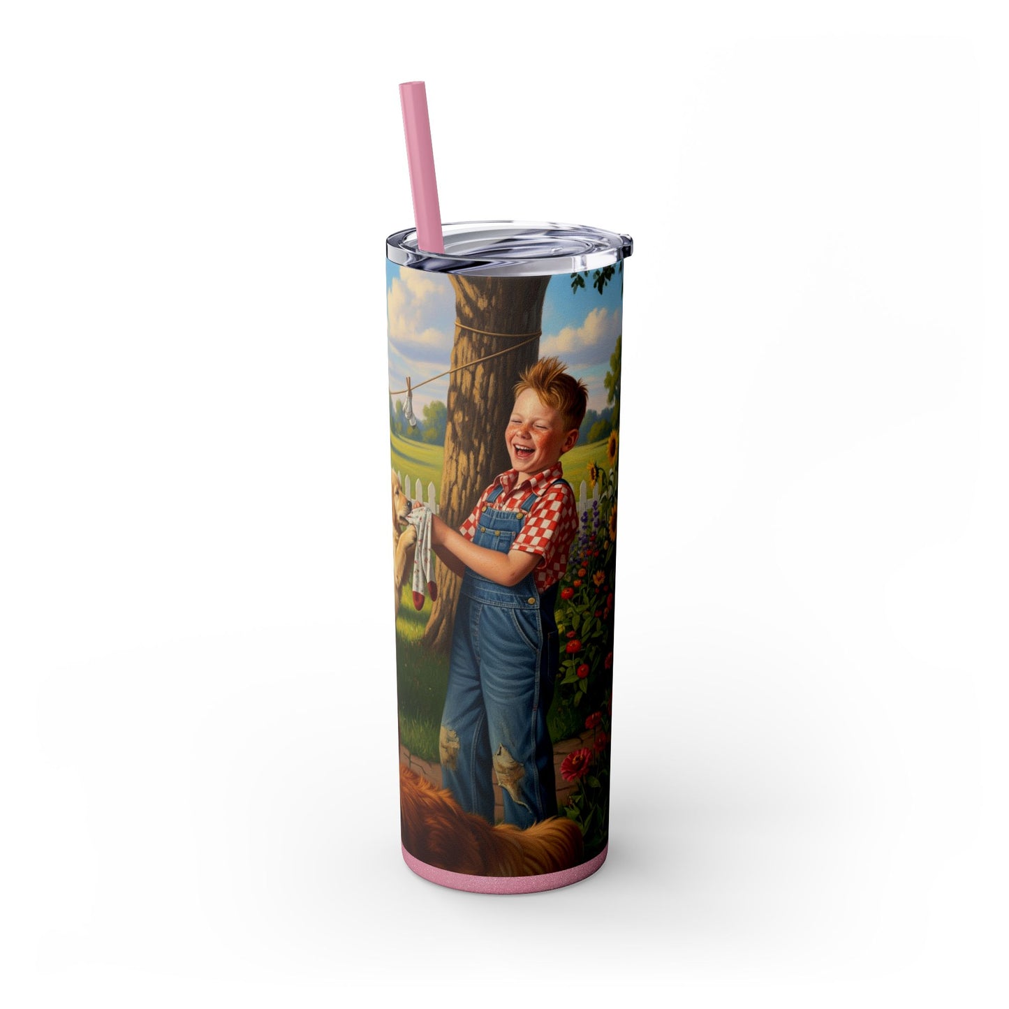 Golden Retriever Skinny Tumbler with Straw, 20oz