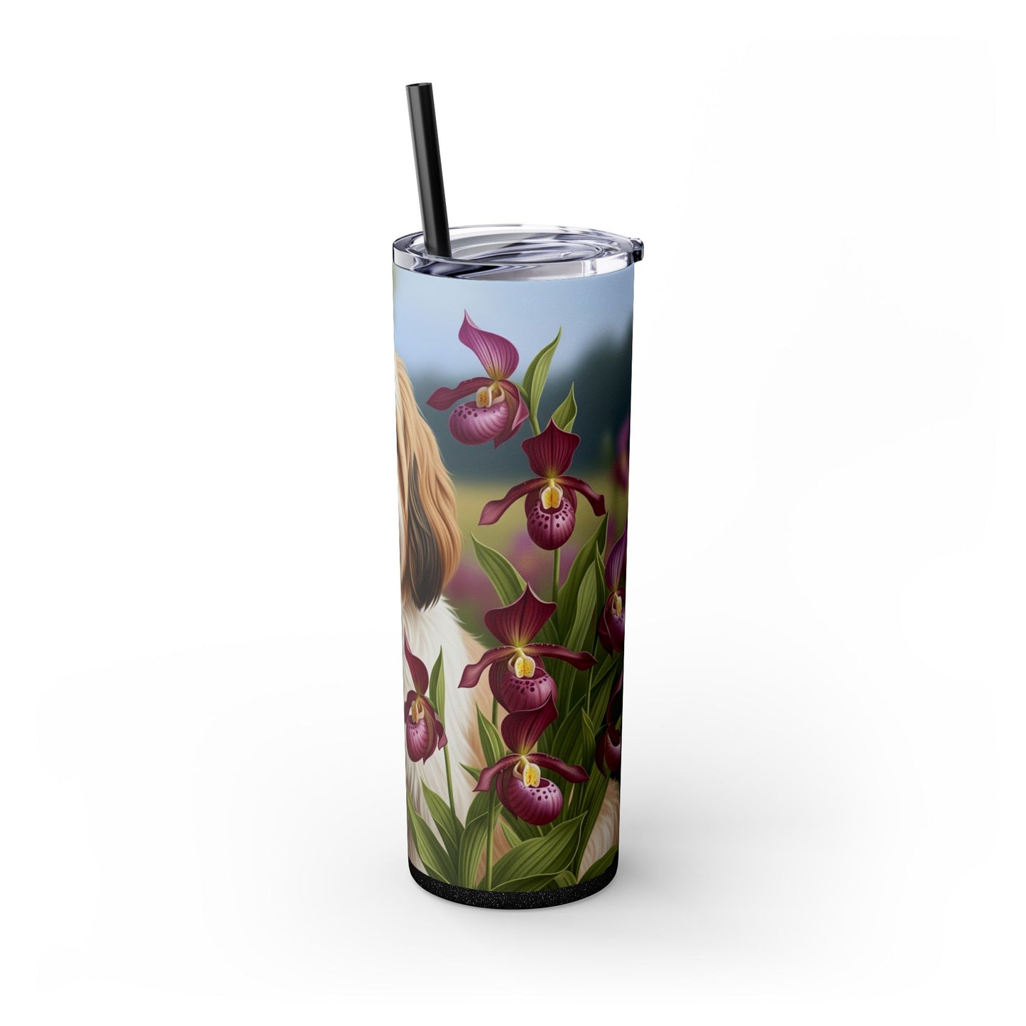 Lhasa Apso Skinny Tumbler with Straw, 20oz