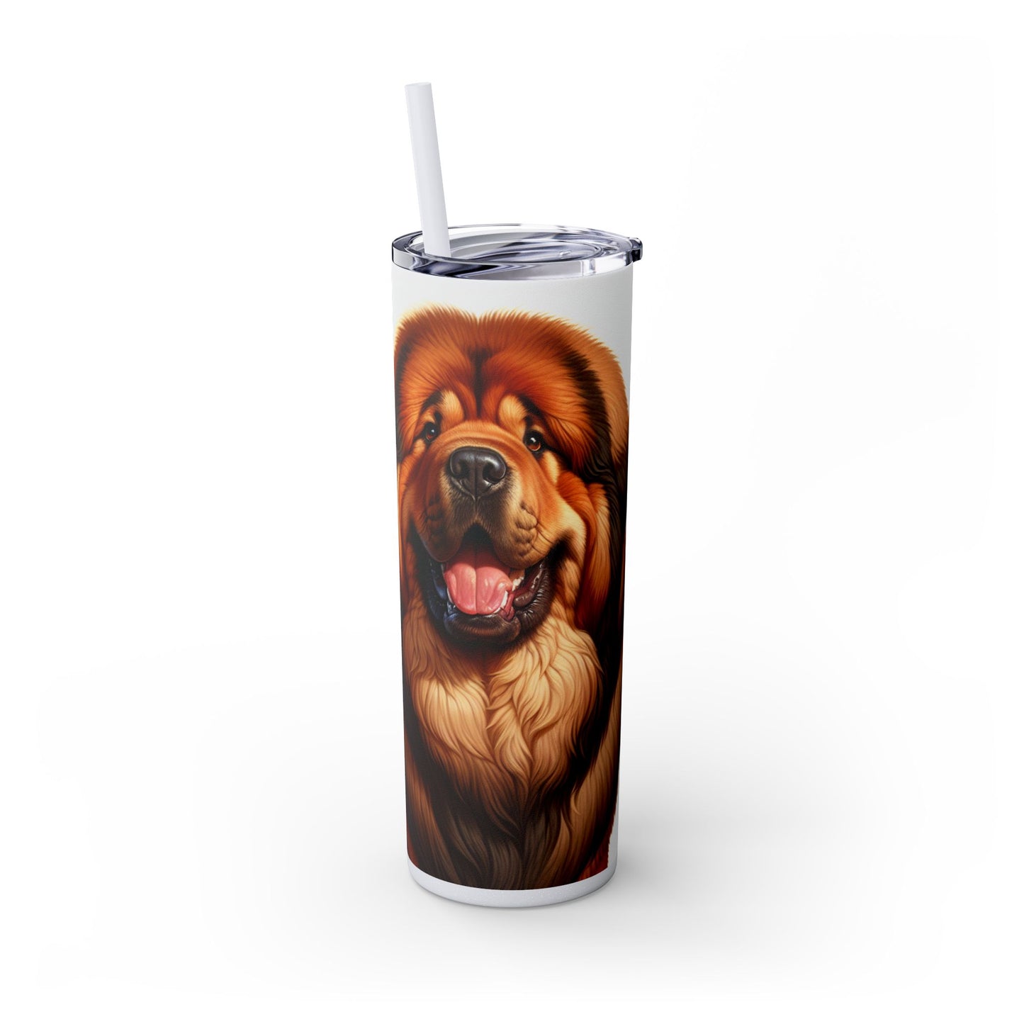 Tibetan Mastiff Skinny Tumbler with Straw, 20oz