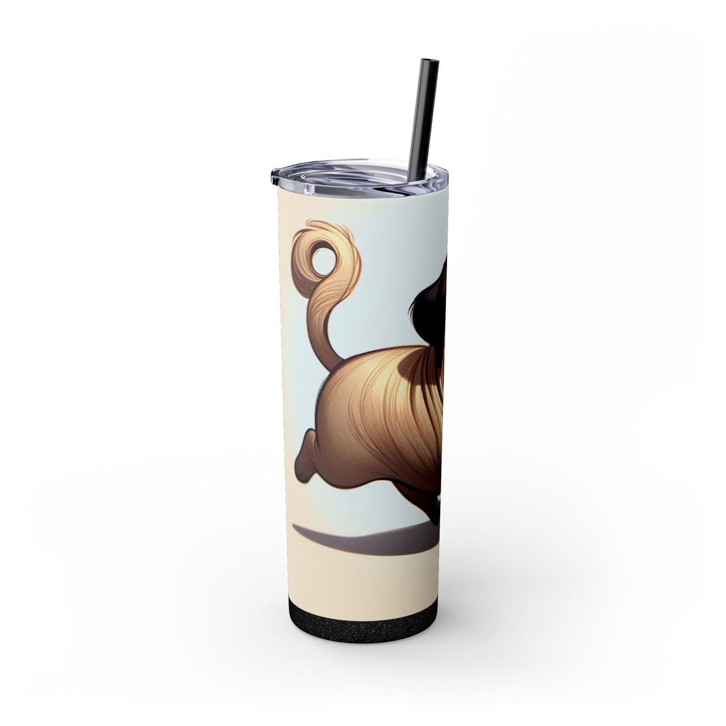 Pug Skinny Tumbler with Straw, 20oz