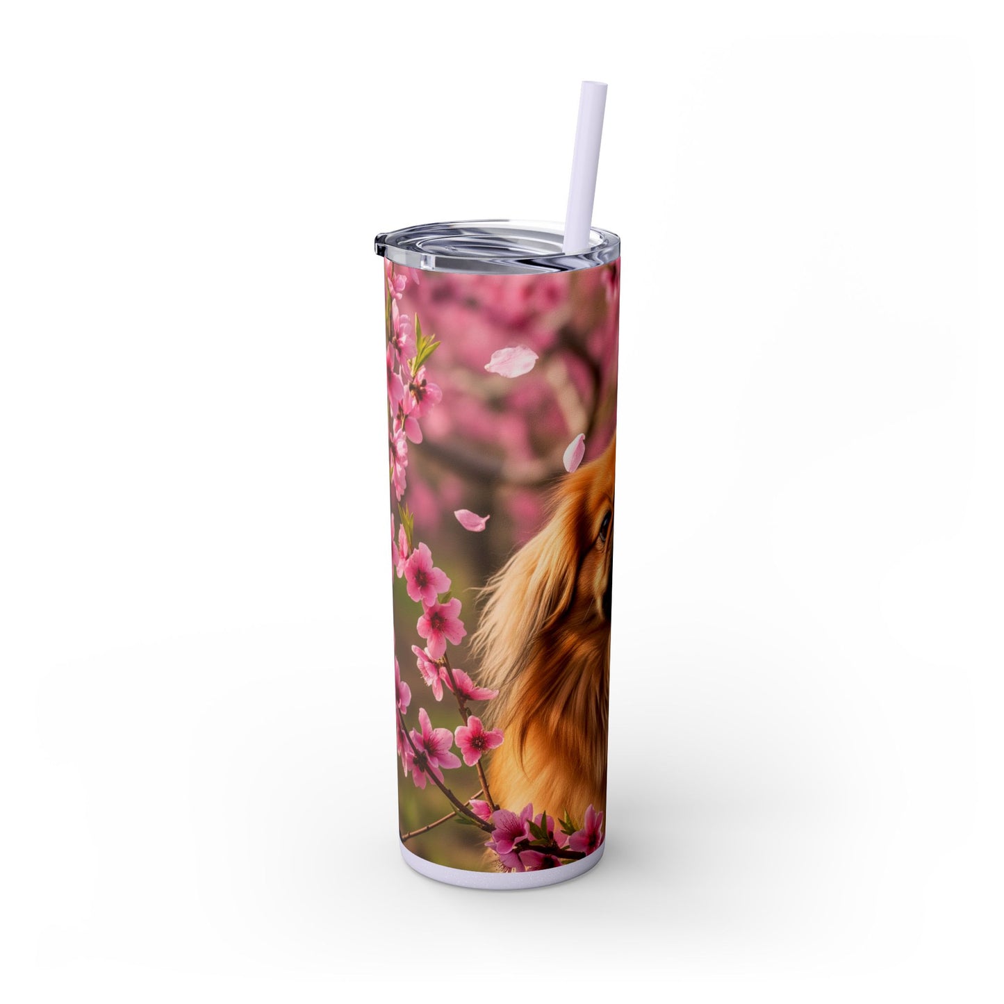 Pekingese Skinny Tumbler with Straw, 20oz