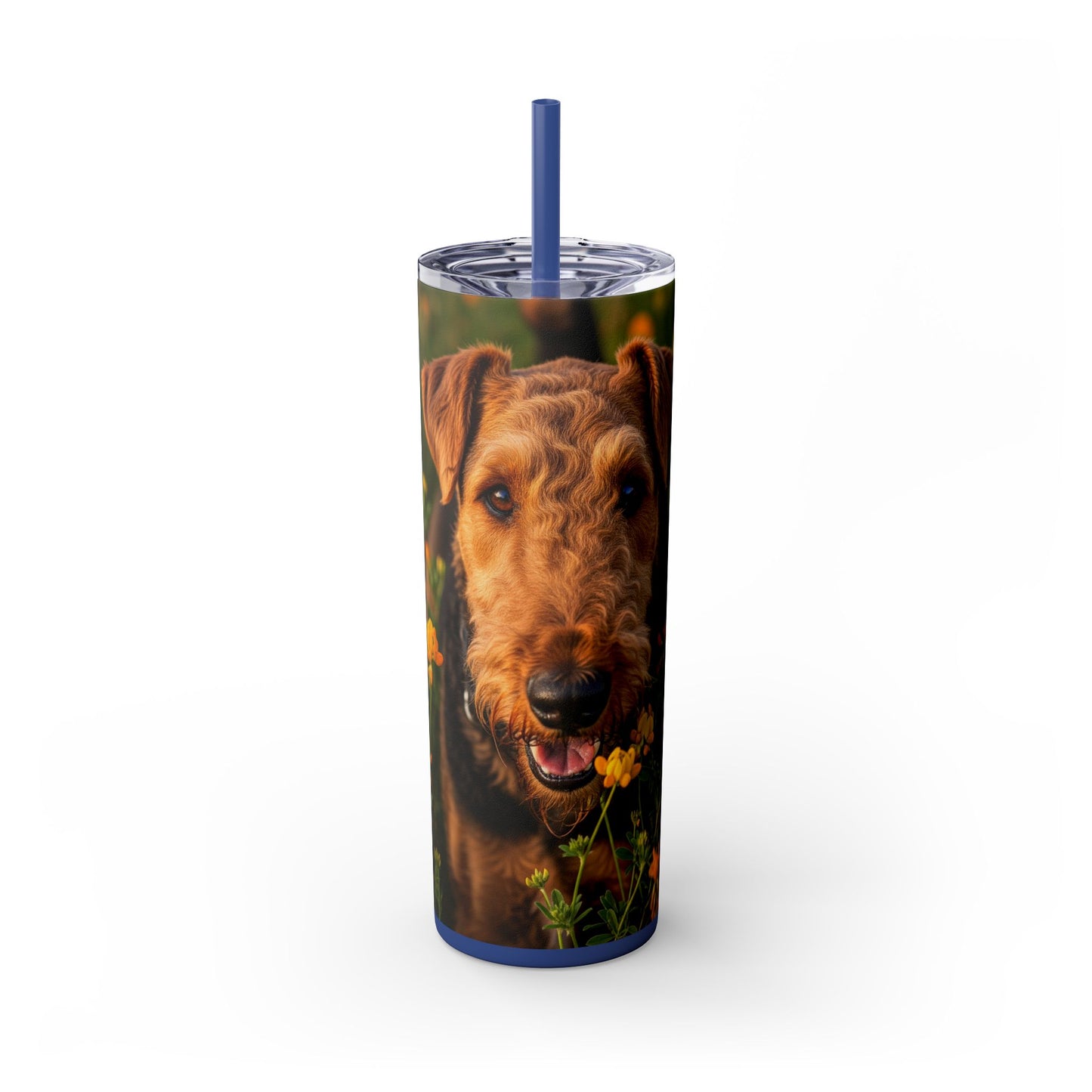Airedale Terrier Skinny Tumbler with Straw, 20oz