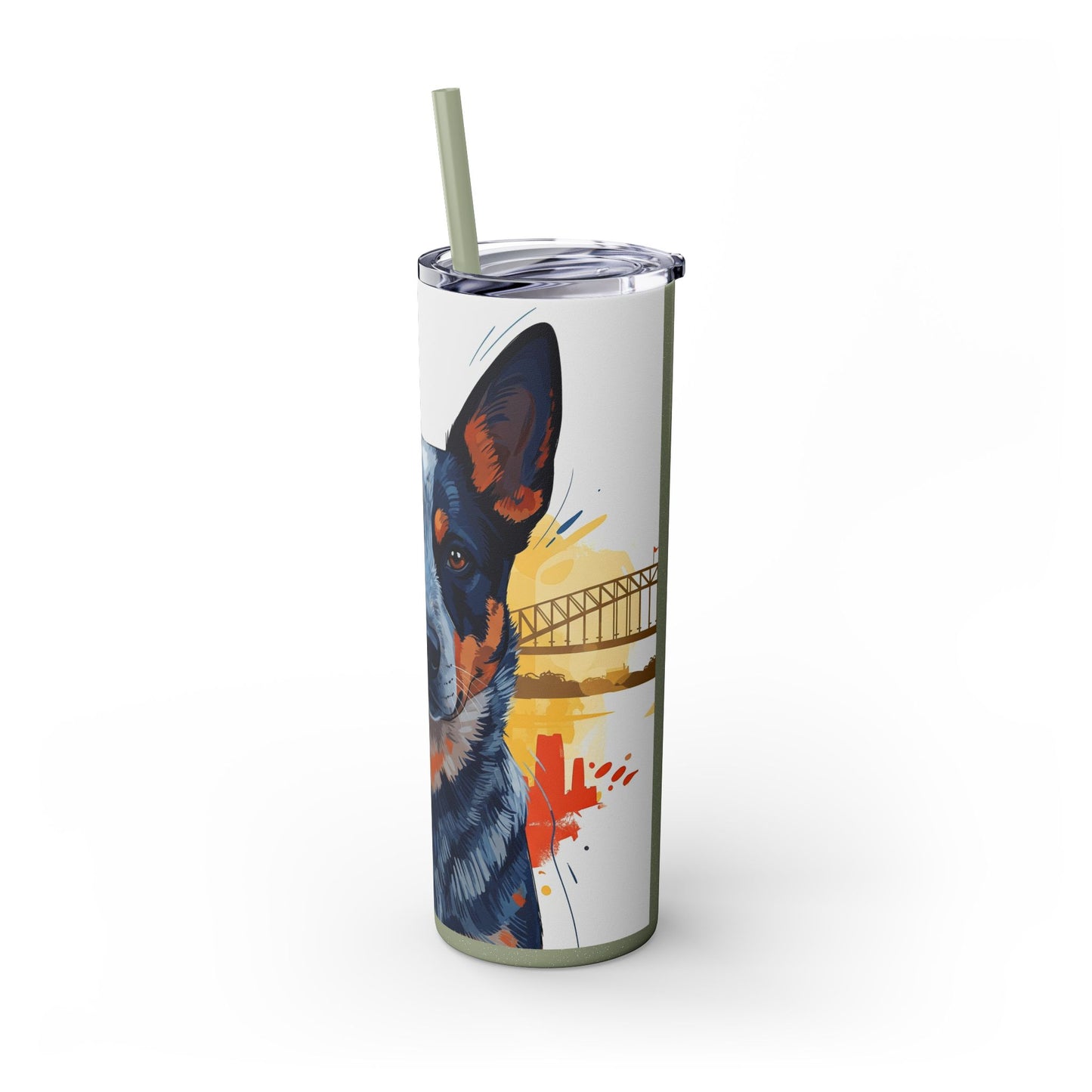 Australian Cattle Dog Skinny Tumbler with Straw, 20oz