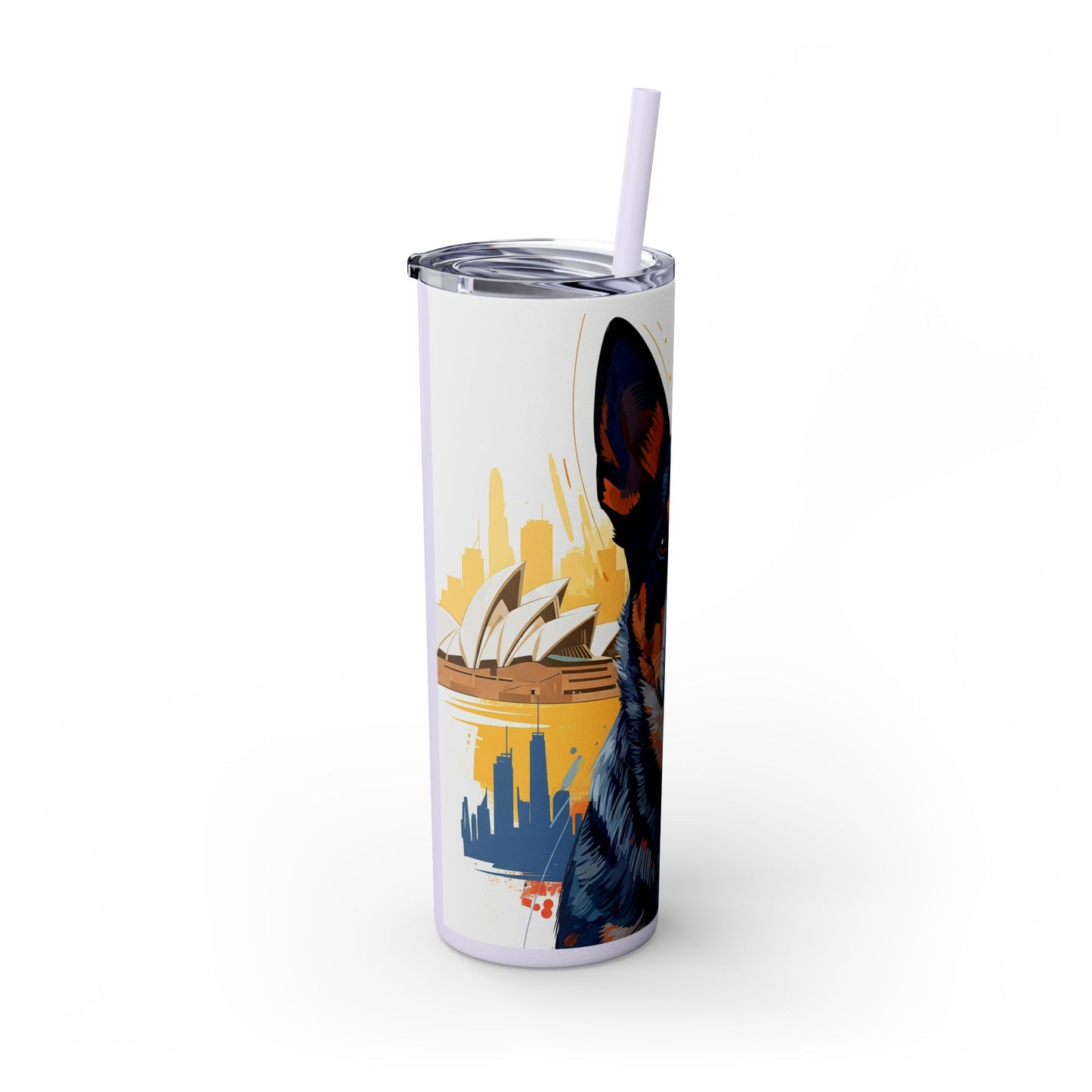 Australian Cattle Dog Skinny Tumbler with Straw, 20oz