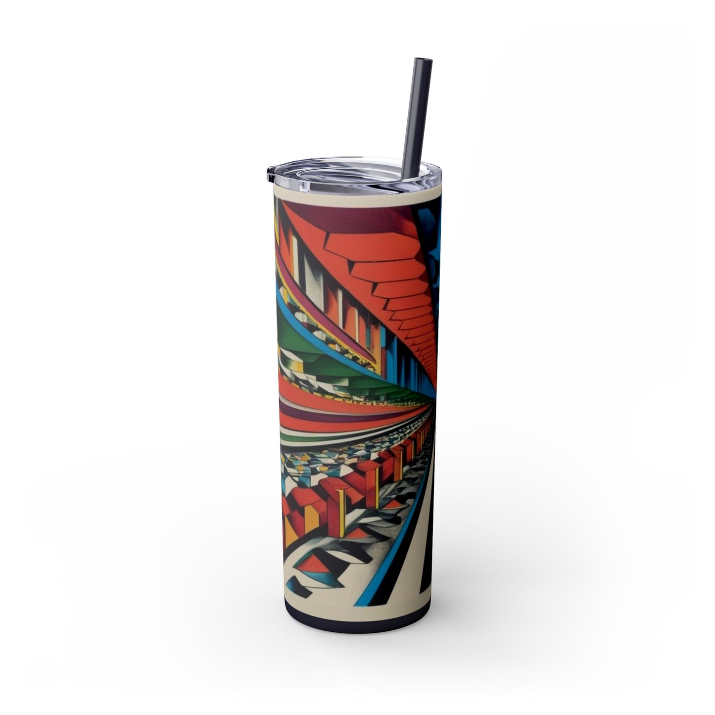 Optical Illusion Skinny Tumbler with Straw, 20oz