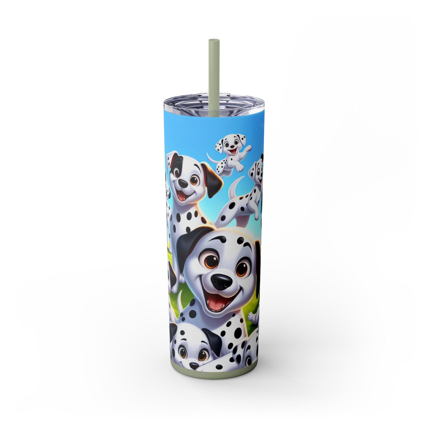 Dalmatian Skinny Tumbler with Straw, 20oz