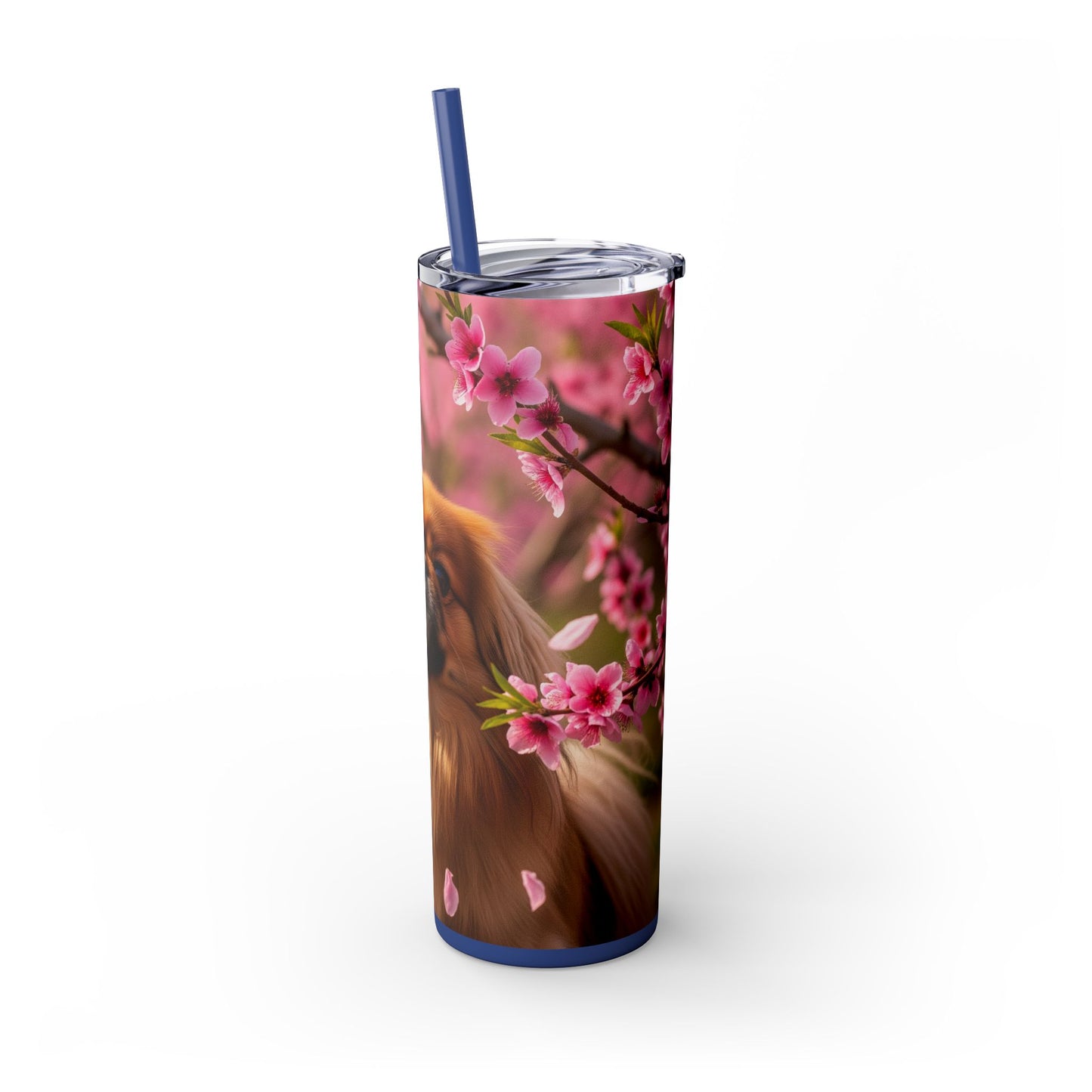Pekingese Skinny Tumbler with Straw, 20oz