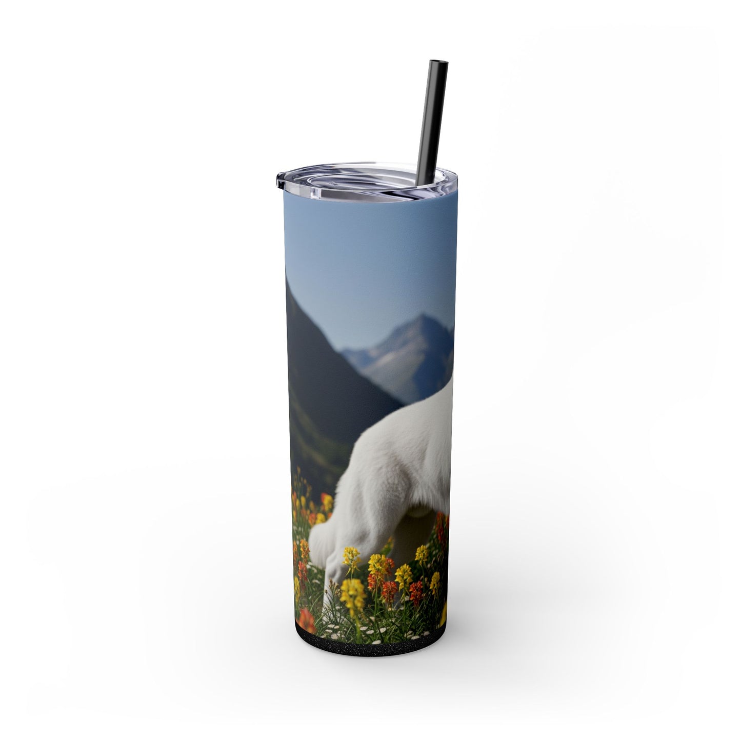 White Swiss Shepherd Dog Skinny Tumbler with Straw, 20oz
