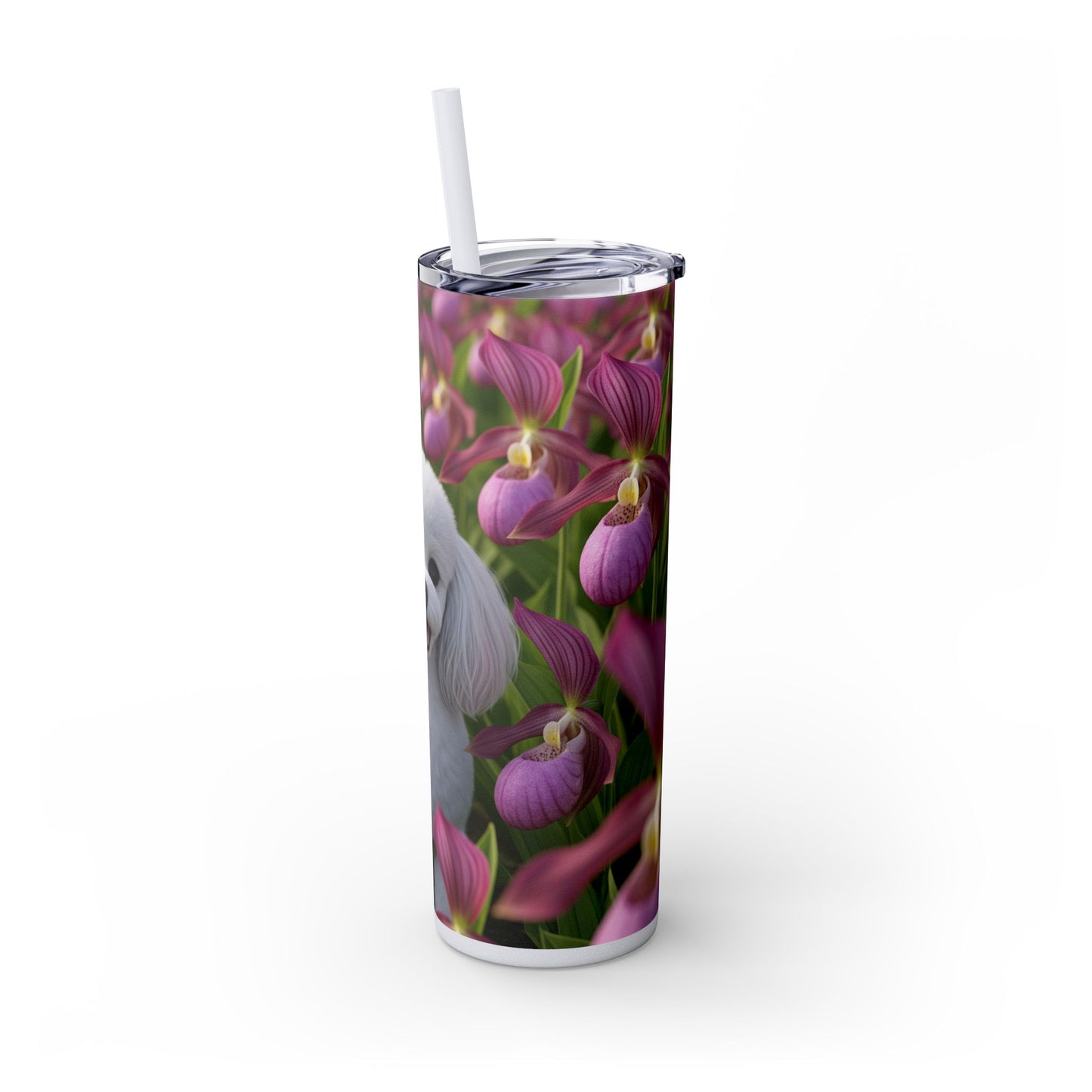 Toy Poodle Skinny Tumbler with Straw, 20oz