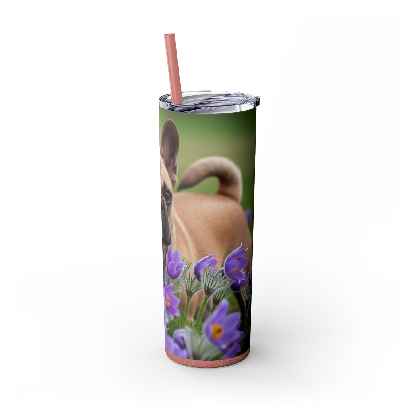 French Bulldog Skinny Tumbler with Straw, 20oz