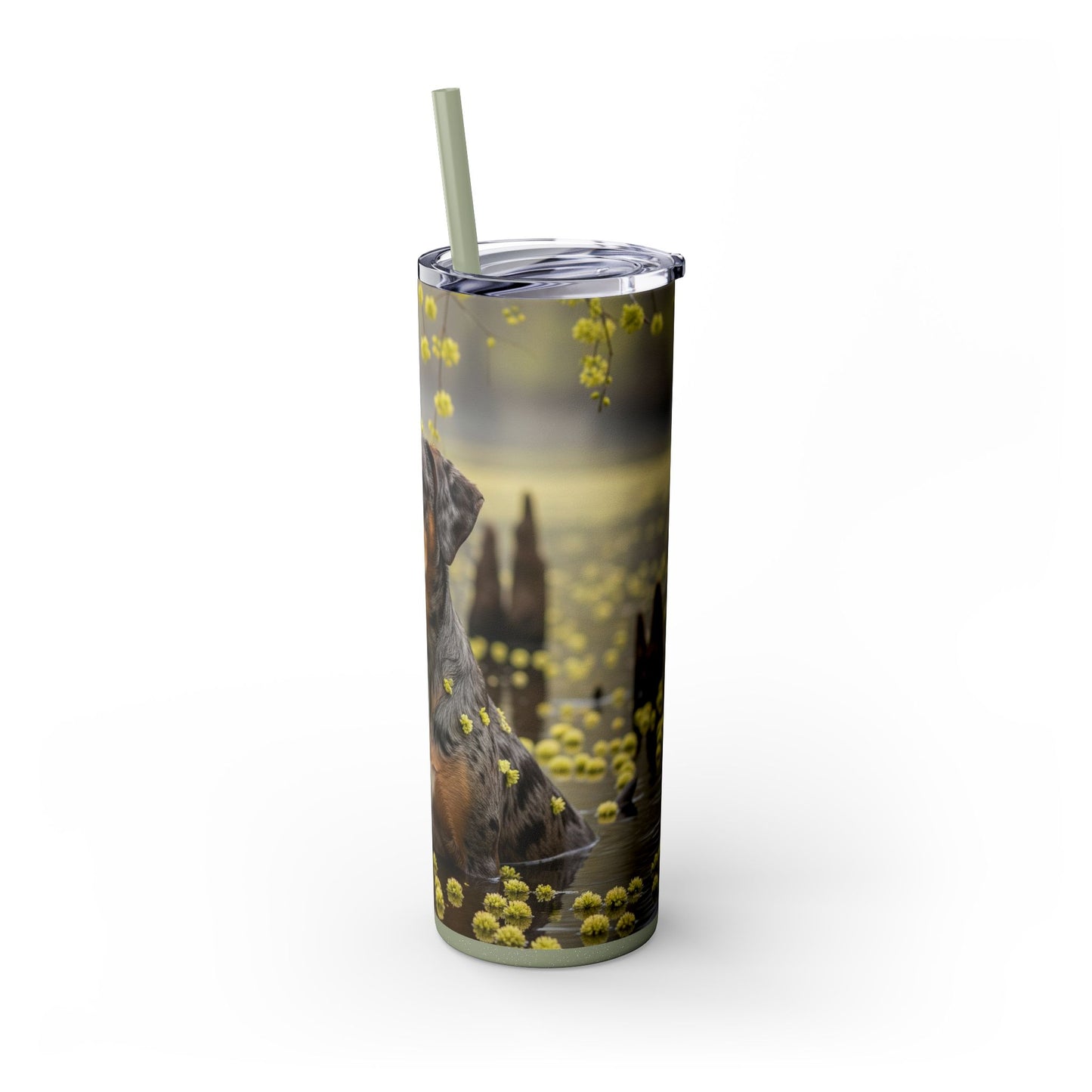 Catahoula Leopard Dog Skinny Tumbler with Straw, 20oz
