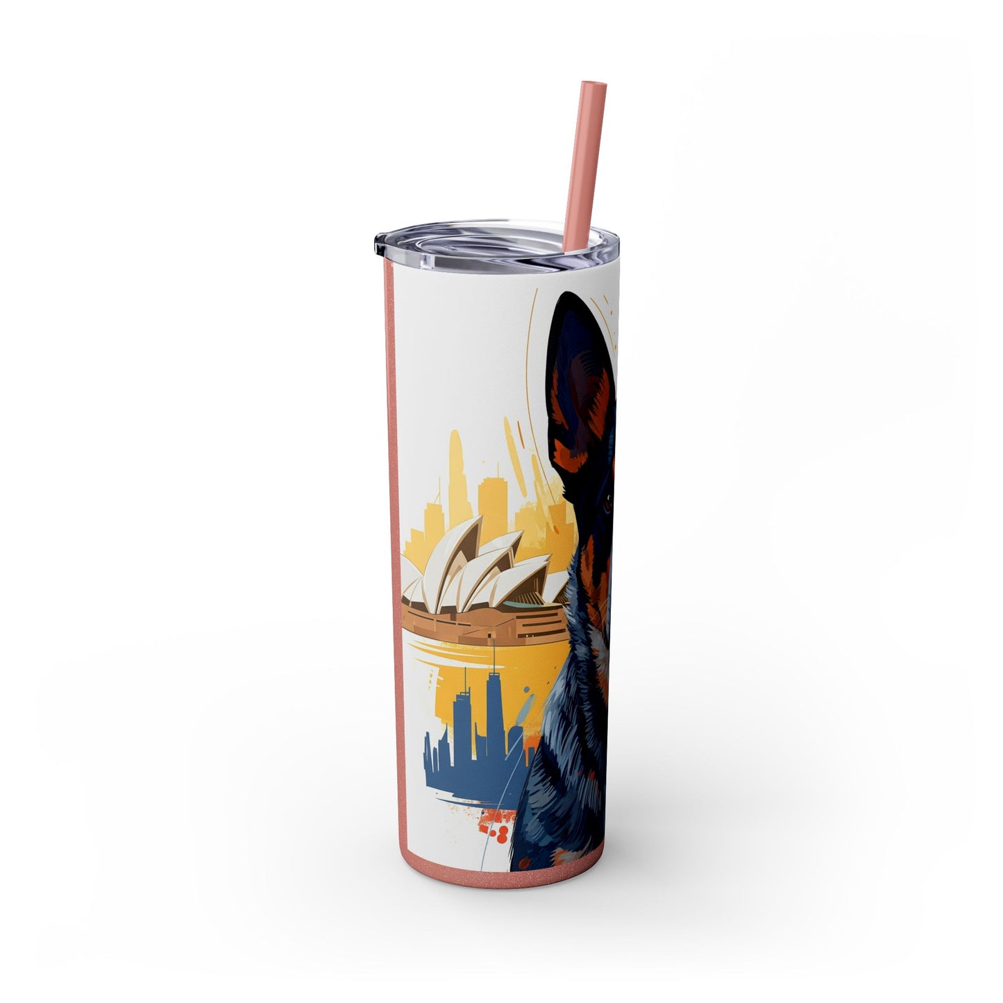 Australian Cattle Dog Skinny Tumbler with Straw, 20oz