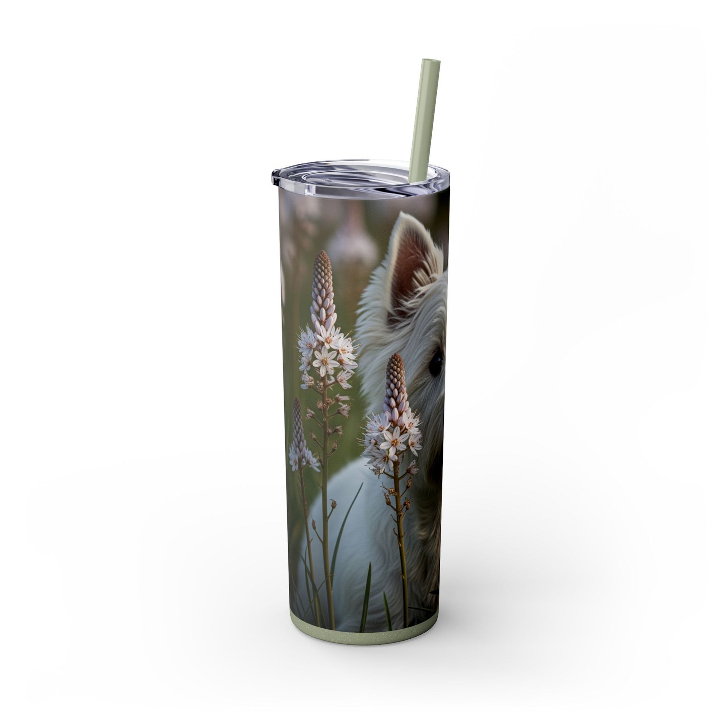 West Highland White Terrier Skinny Tumbler with Straw, 20oz