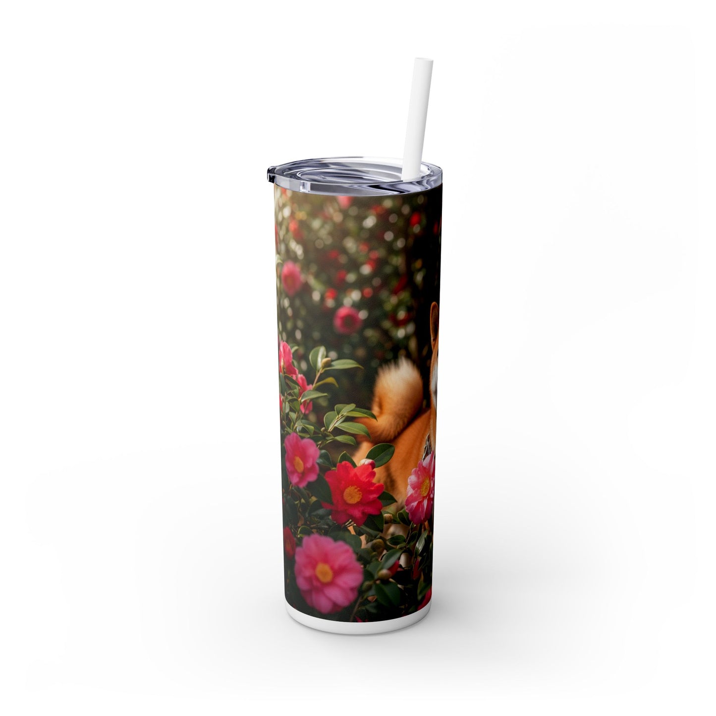 Shiba Inu Skinny Tumbler with Straw, 20oz