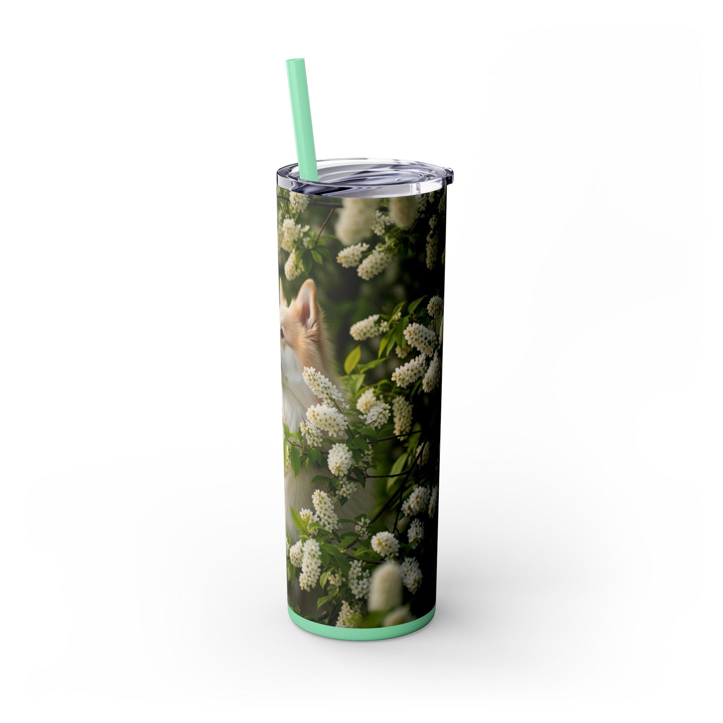 Finnish Spitz Skinny Tumbler with Straw, 20oz