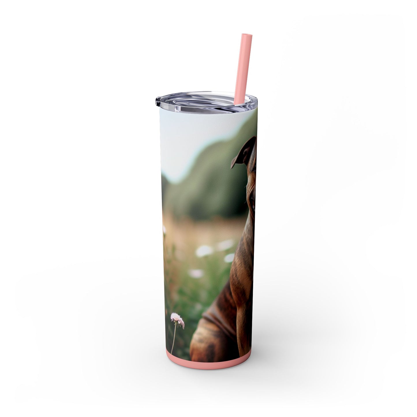 Staffordshire Bull Terrier Skinny Tumbler with Straw, 20oz