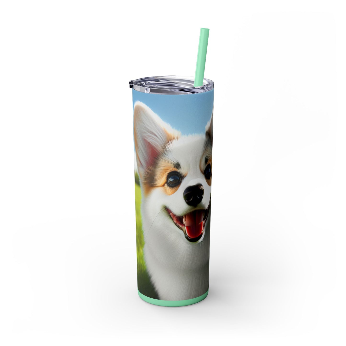 Welsh Corgi Cardigan Skinny Tumbler with Straw, 20oz