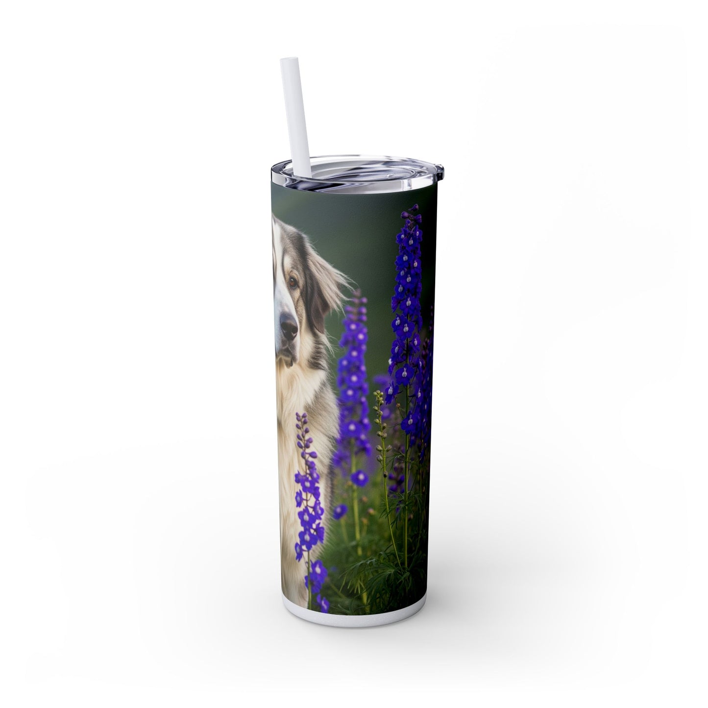 Tatra Shepherd Dog Skinny Tumbler with Straw, 20oz