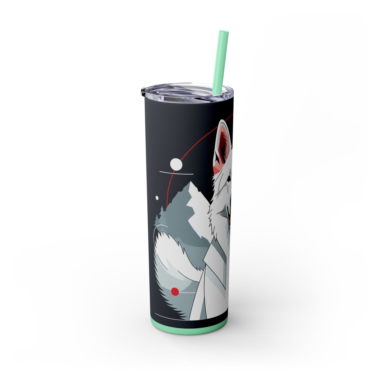 White Swiss Shepherd Dog Skinny Tumbler with Straw, 20oz