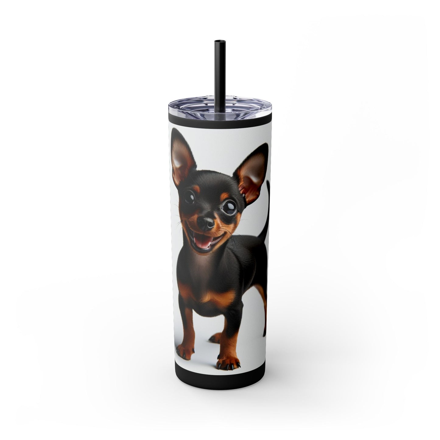 Miniature Pinscher Skinny Tumbler with Straw, 20oz