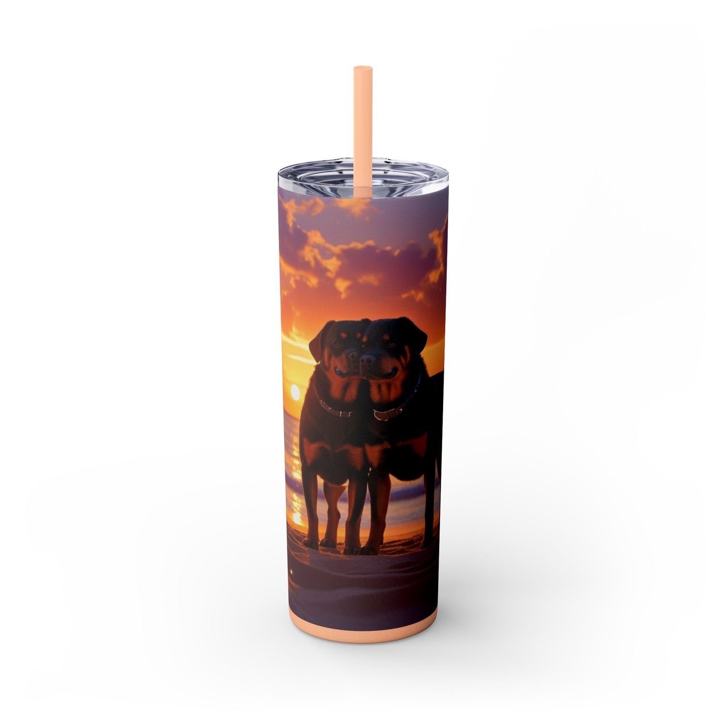 Rottweiler Love Skinny Tumbler with Straw, 20oz