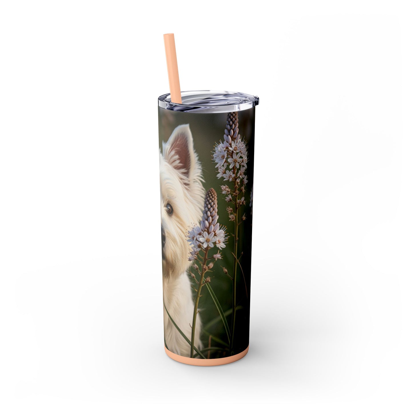 West Highland White Terrier Skinny Tumbler with Straw, 20oz