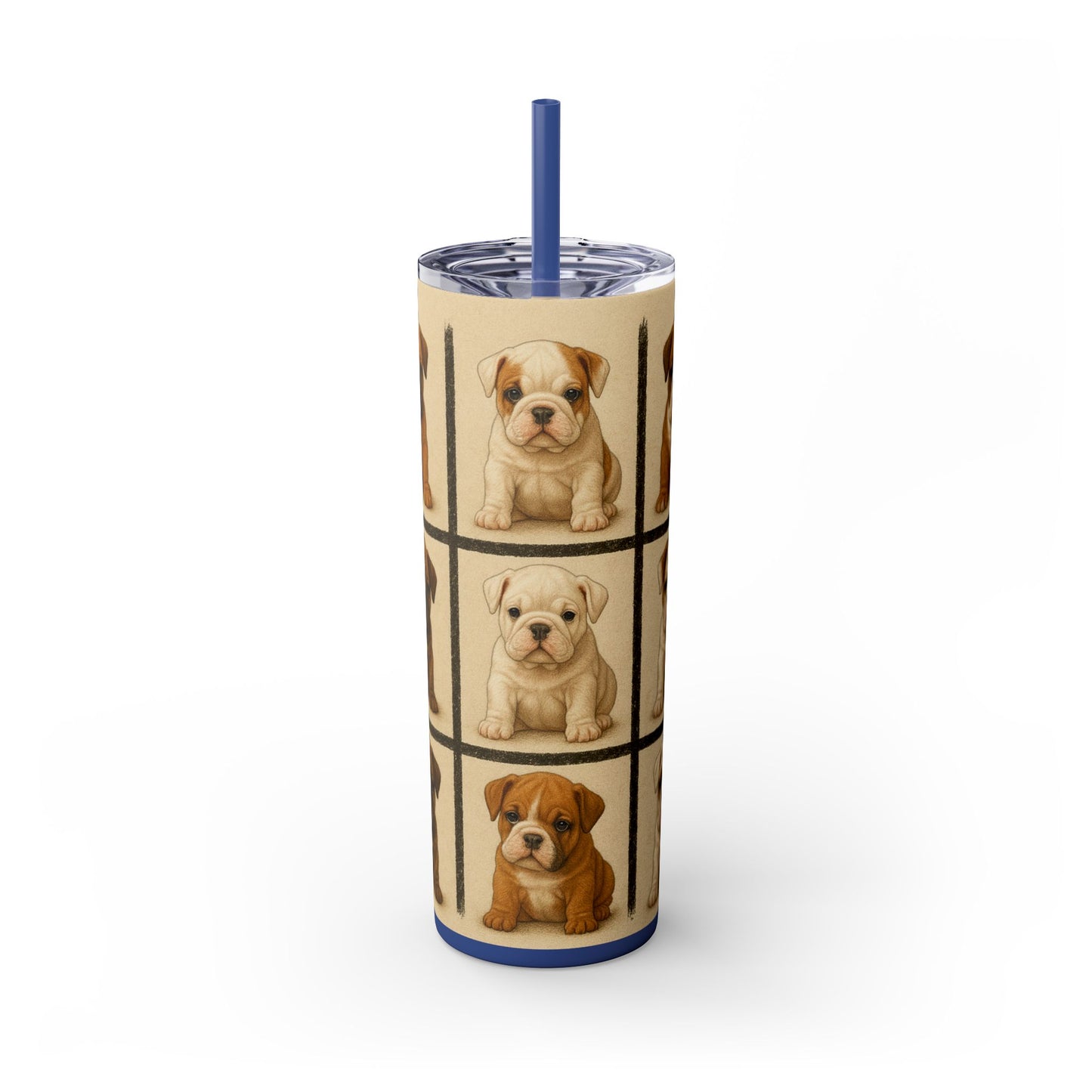 Bulldog puppies Tumbler with Straw, 20oz