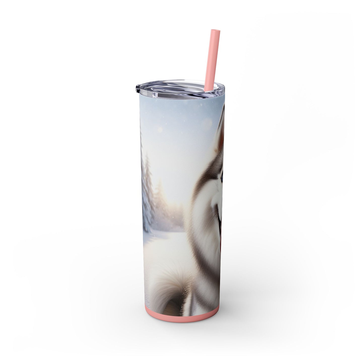 Siberian Husky Skinny Tumbler with Straw, 20oz