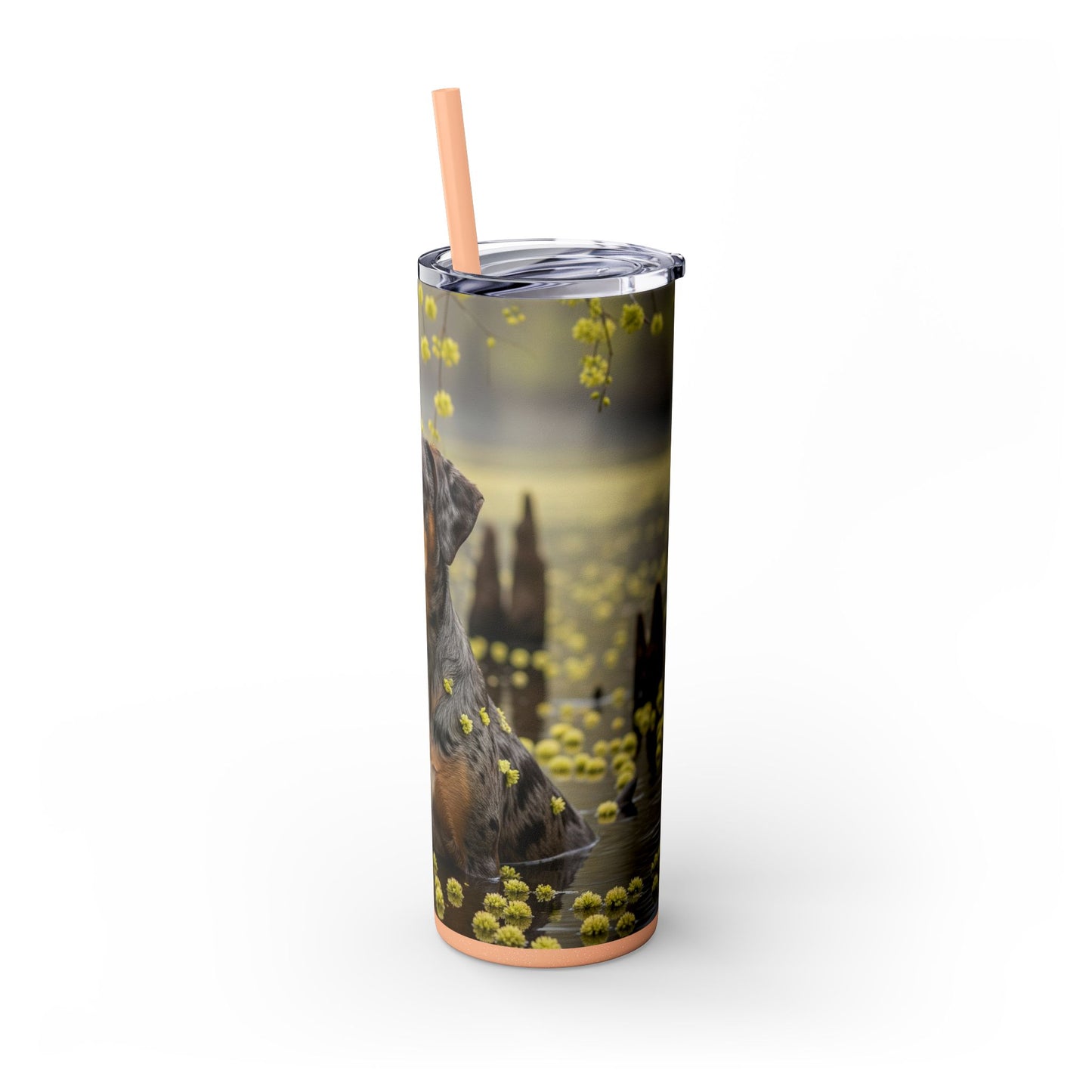 Catahoula Leopard Dog Skinny Tumbler with Straw, 20oz