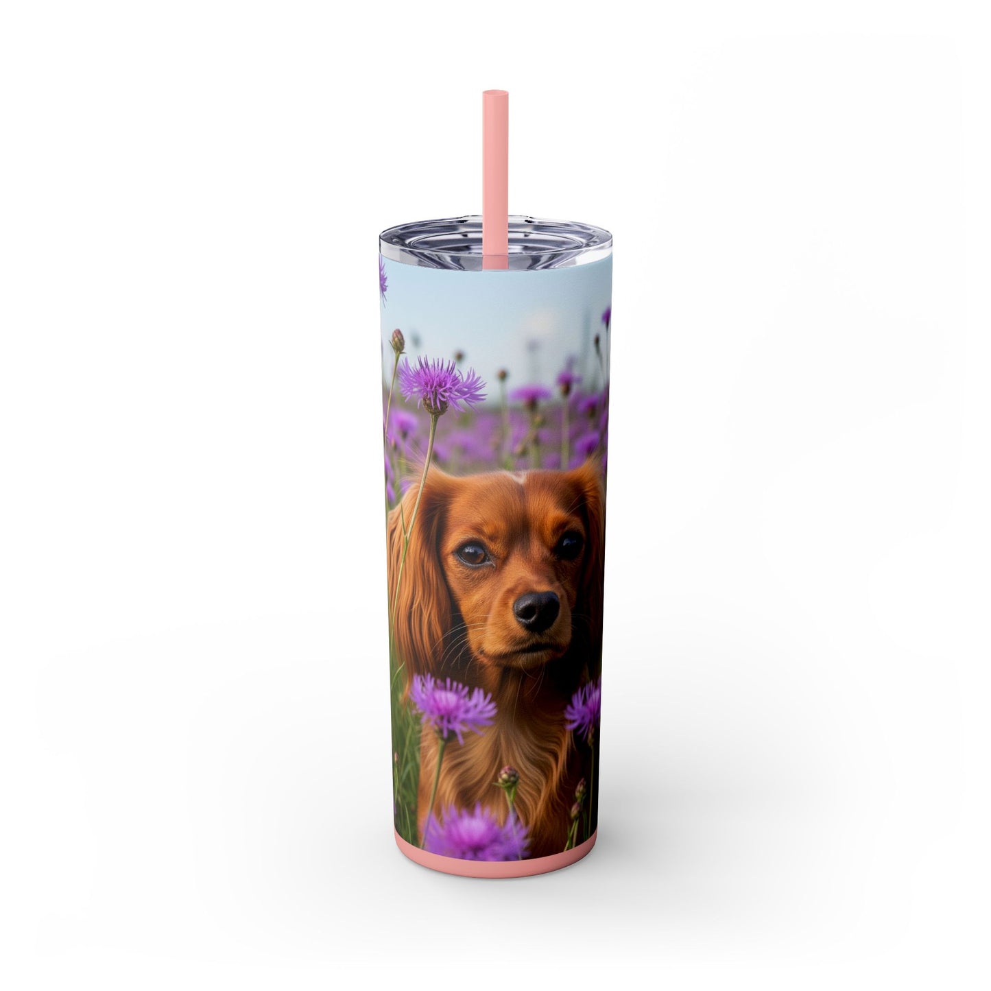 English Toy Spaniel Skinny Tumbler with Straw, 20oz
