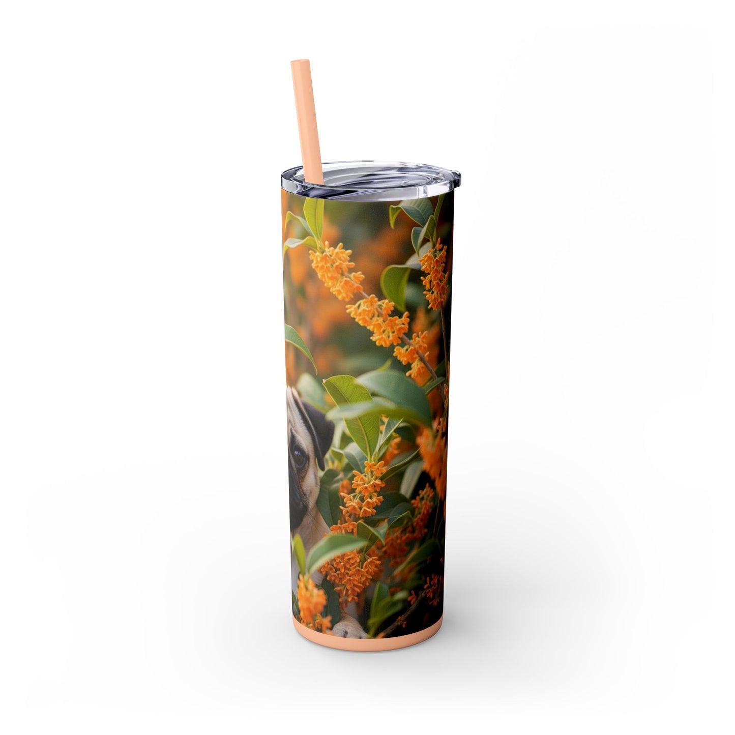 Pug Skinny Tumbler with Straw, 20oz