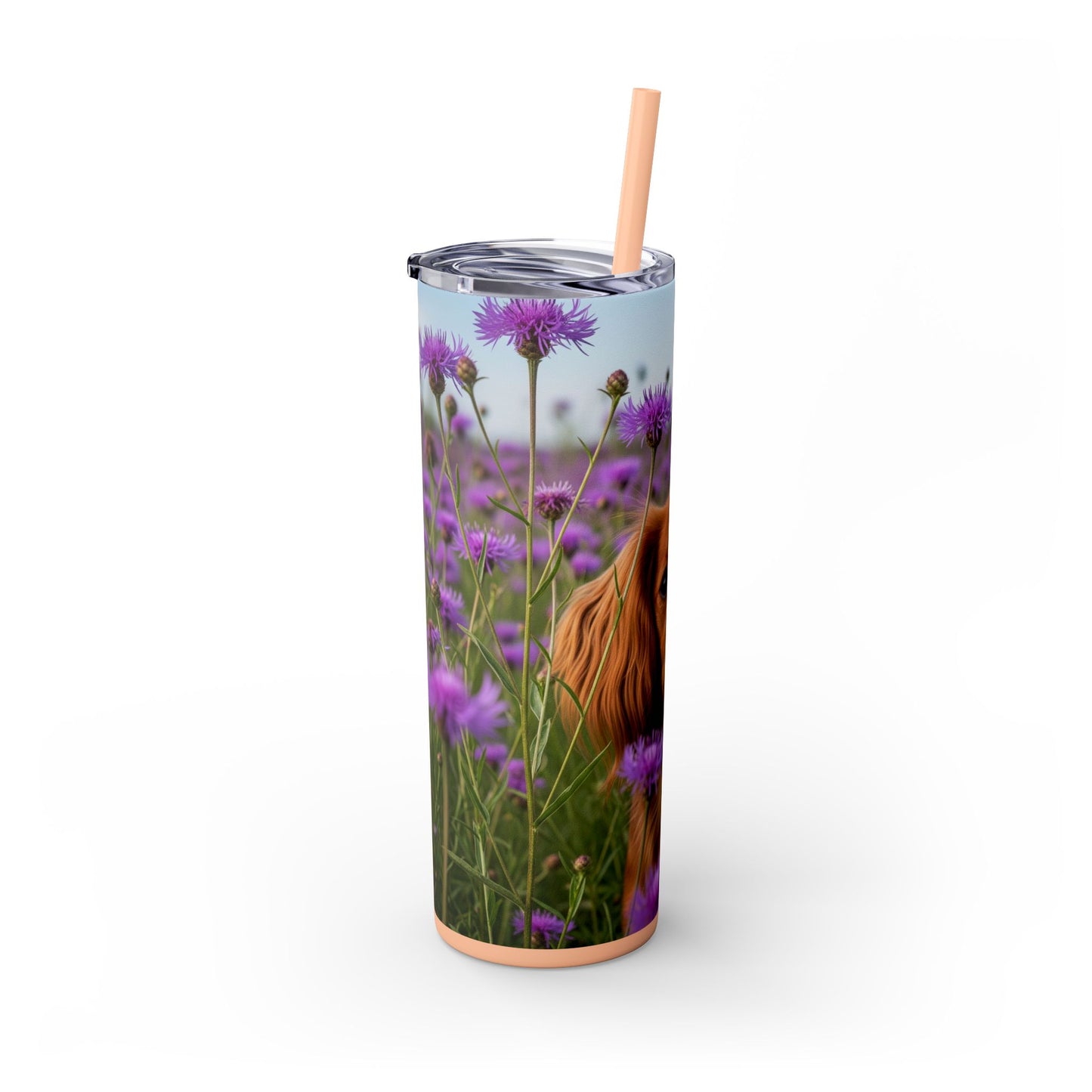 English Toy Spaniel Skinny Tumbler with Straw, 20oz