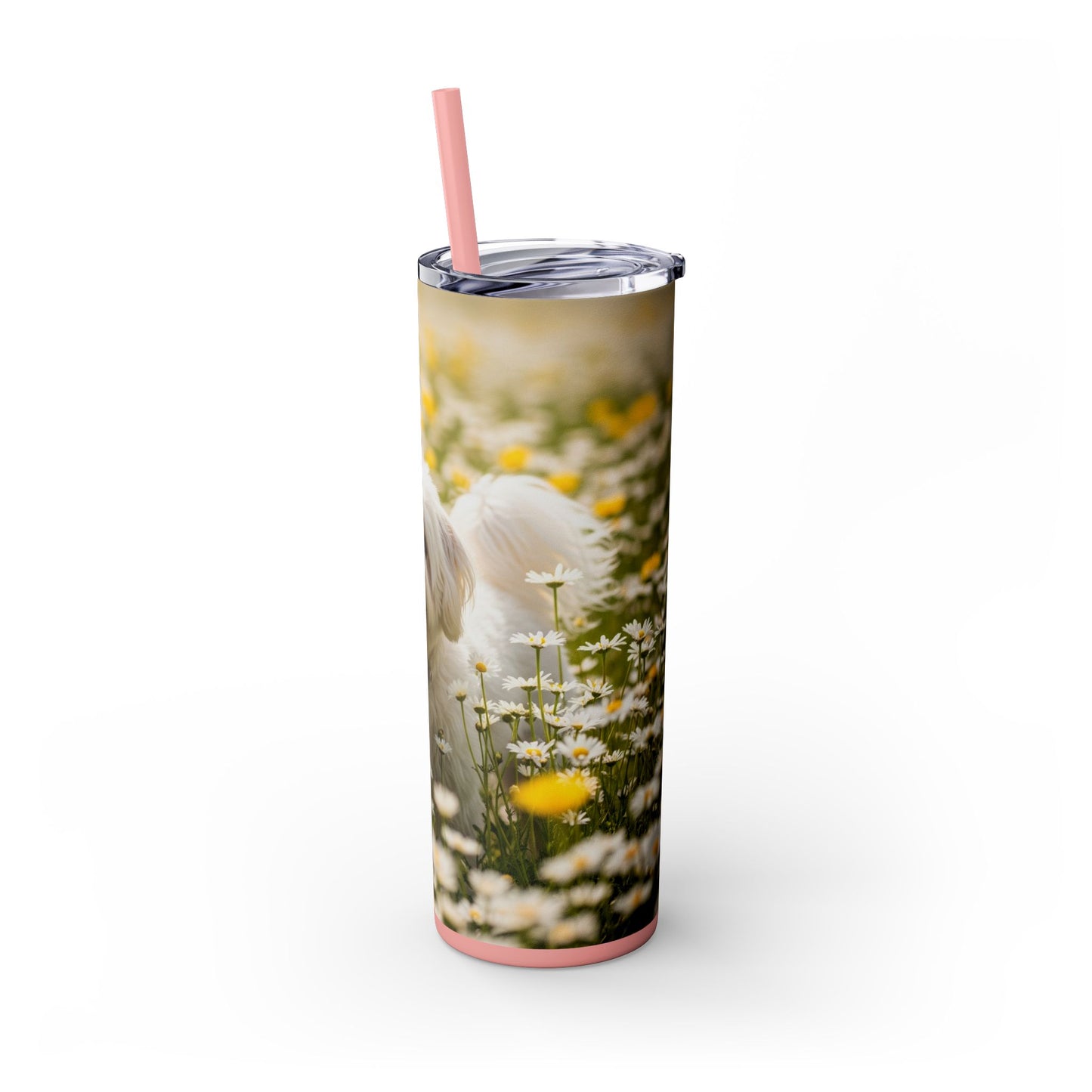 Lowchen Skinny Tumbler with Straw, 20oz