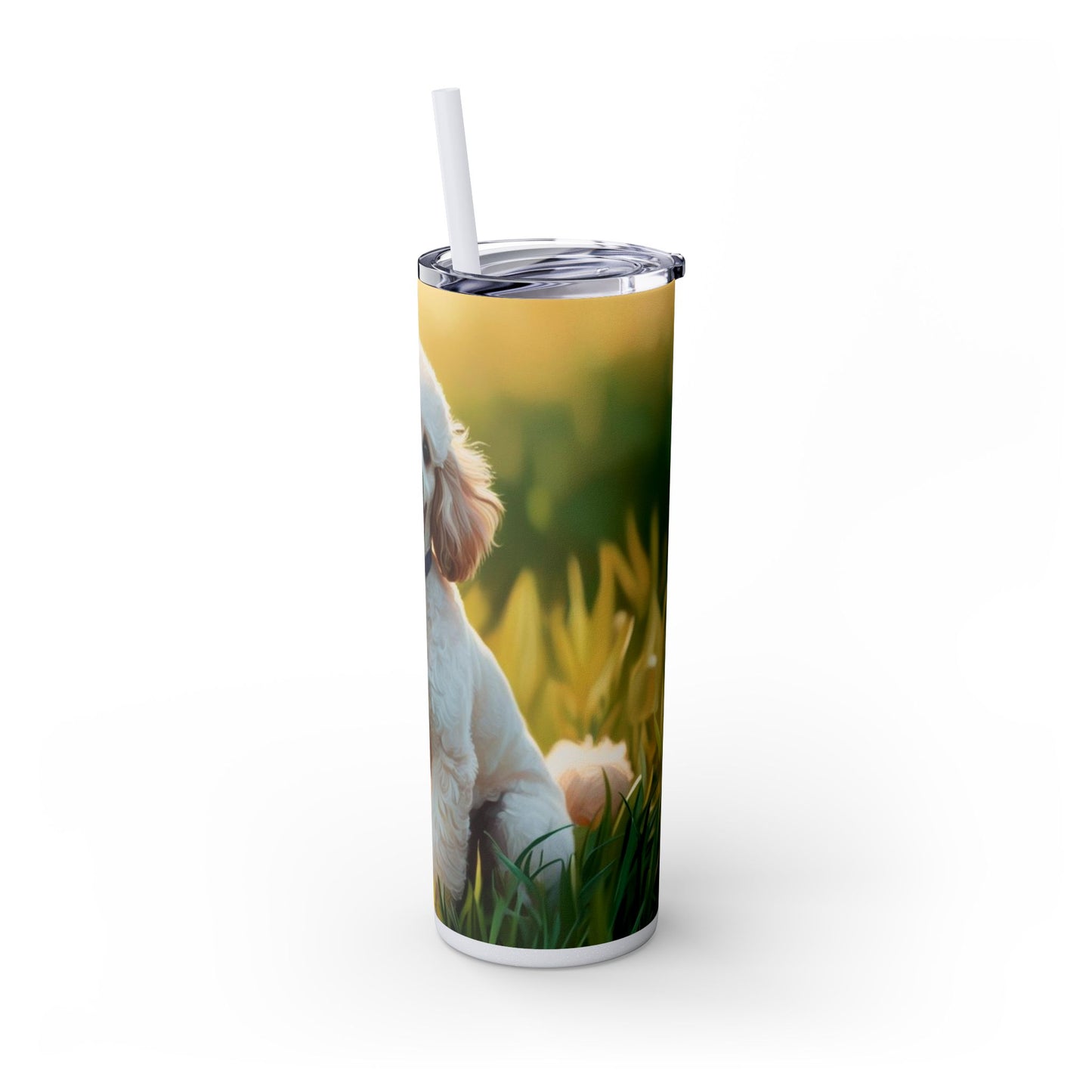 Miniature Poodle Skinny Tumbler with Straw, 20oz