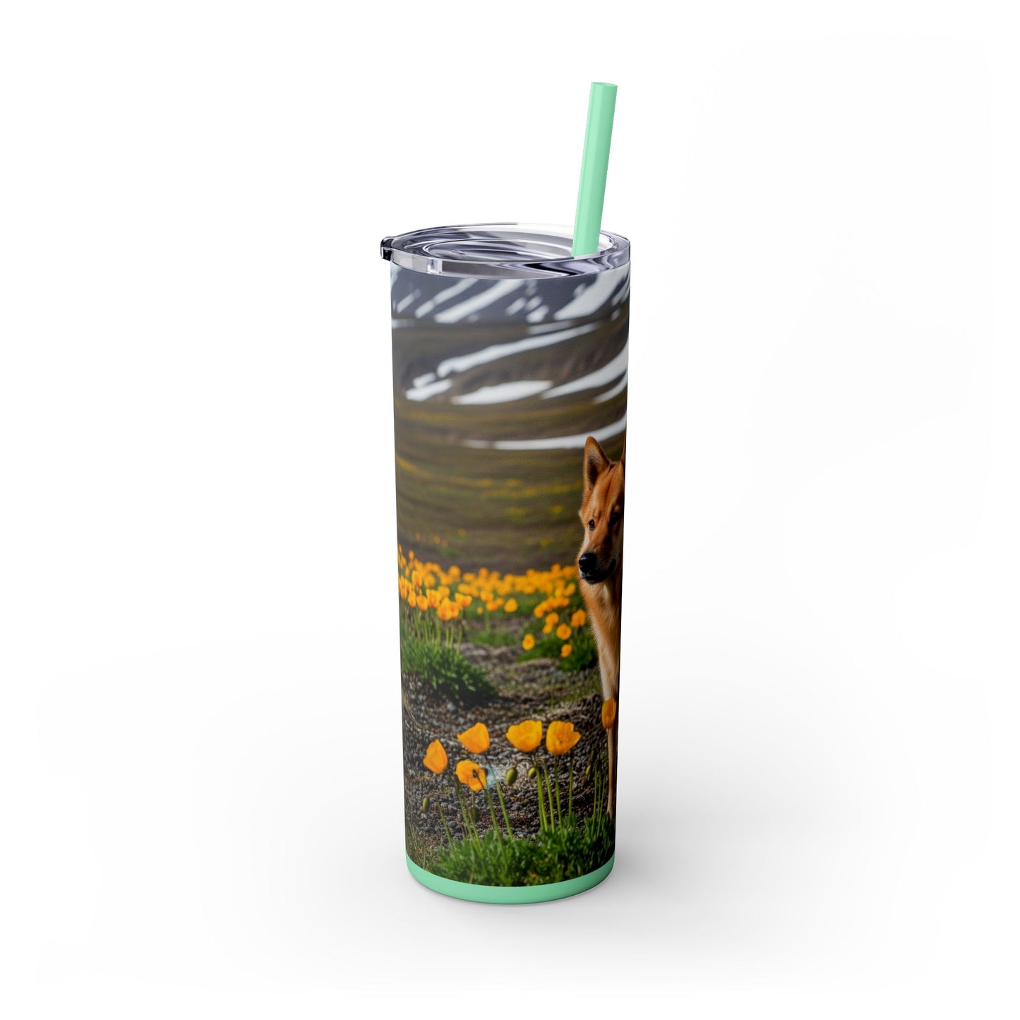 Norwegian Buhund Skinny Tumbler with Straw, 20oz