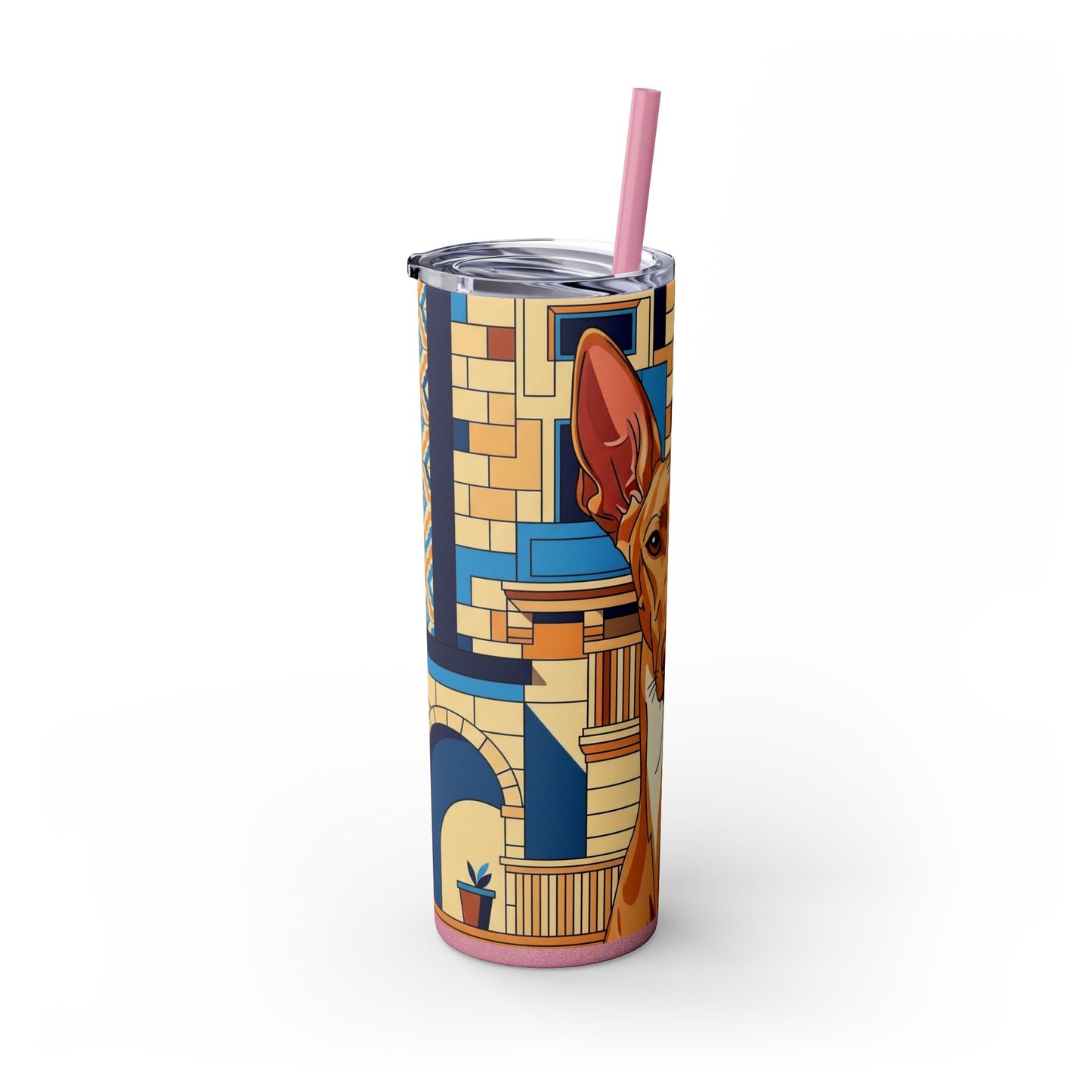 Pharaoh Hound Skinny Tumbler with Straw, 20oz