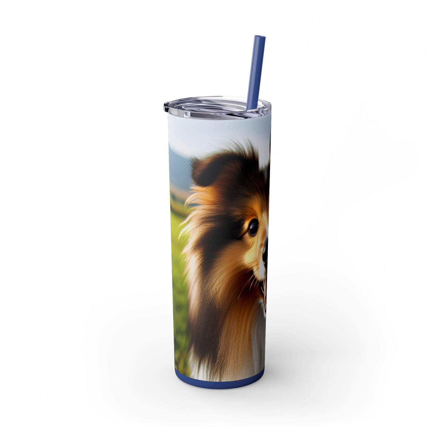 Shetland Sheepdog Skinny Tumbler with Straw, 20oz