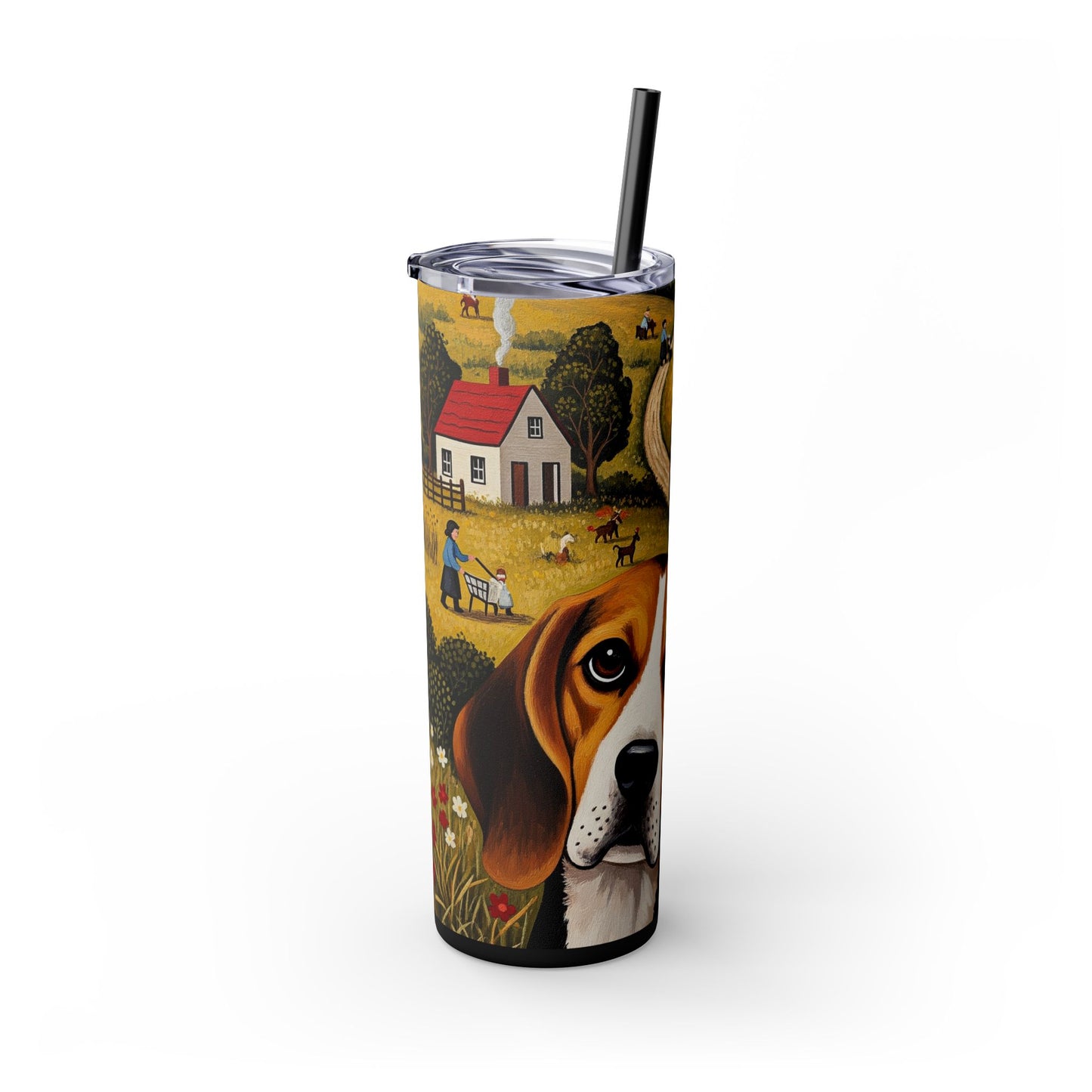 Beagle Skinny Tumbler with Straw, 20oz