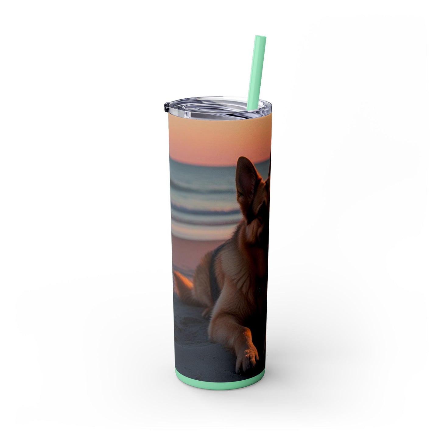 German Shepherd Love Skinny Tumbler with Straw, 20oz