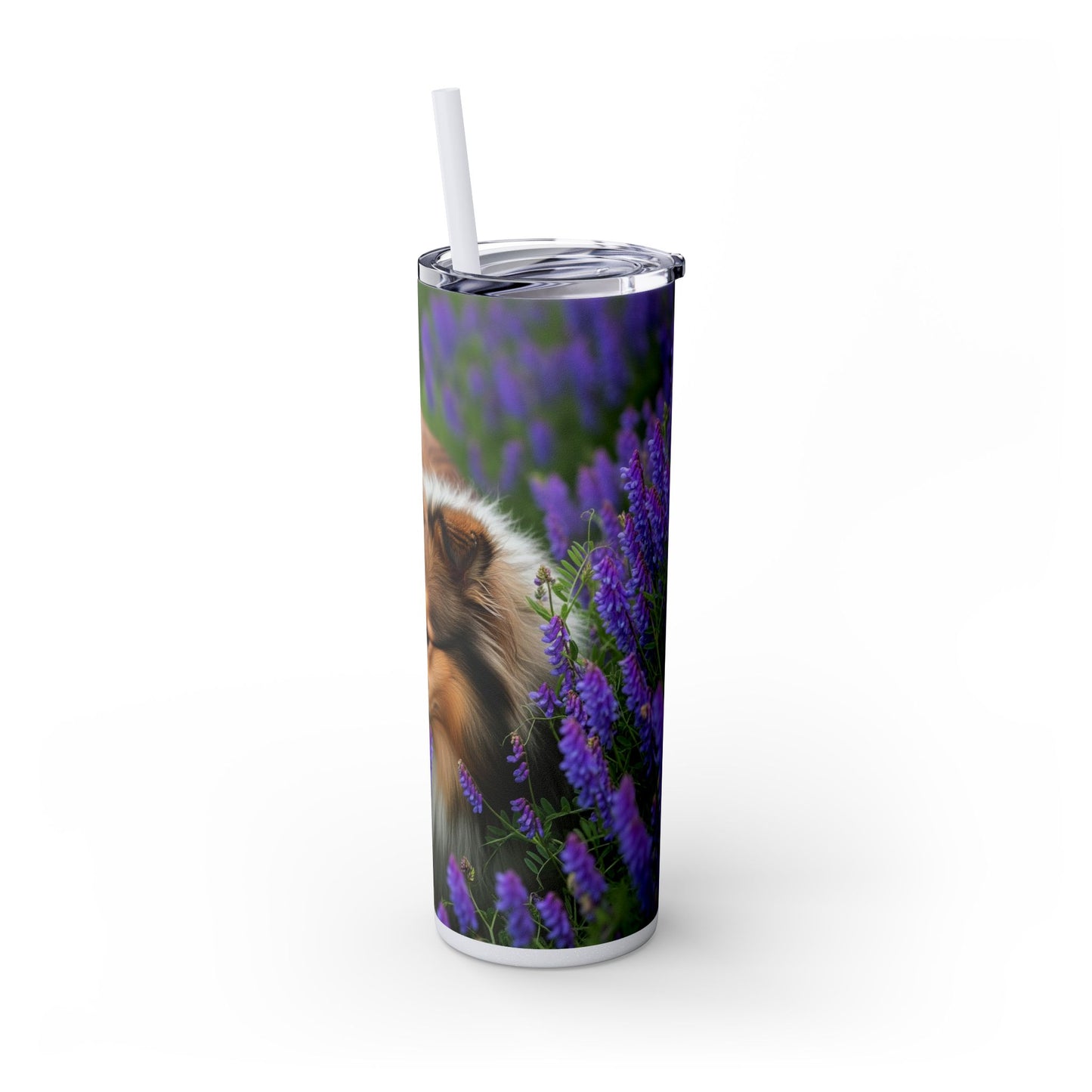 Shetland Sheepdog Skinny Tumbler with Straw, 20oz