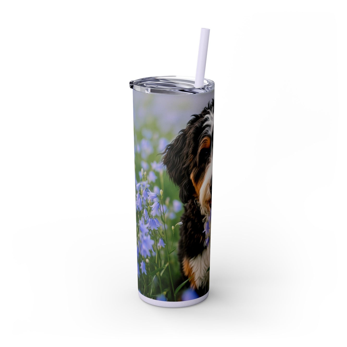 Bernedoodle Skinny Tumbler with Straw, 20oz