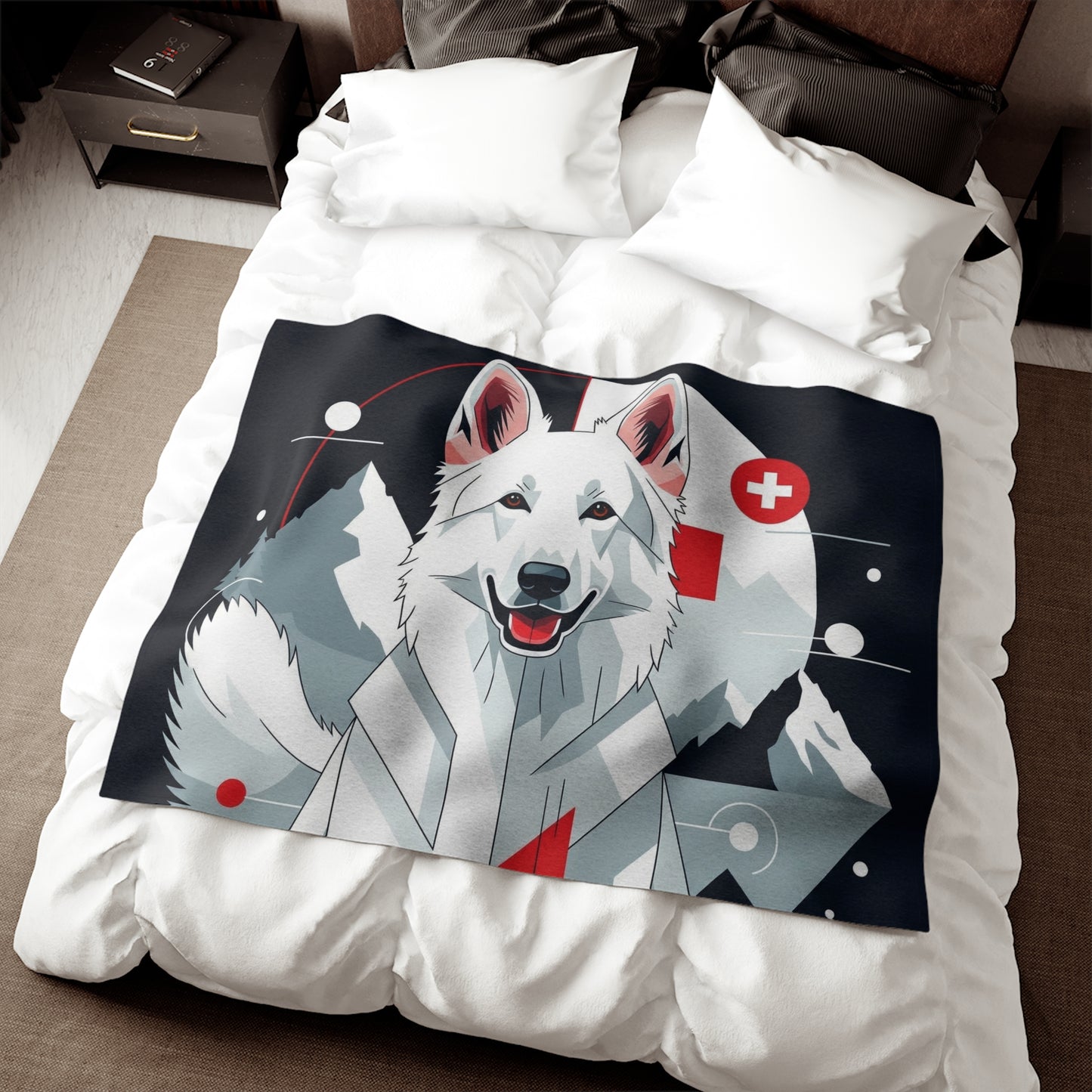 White Swiss Shepherd Dog Sweatshirt Blanket