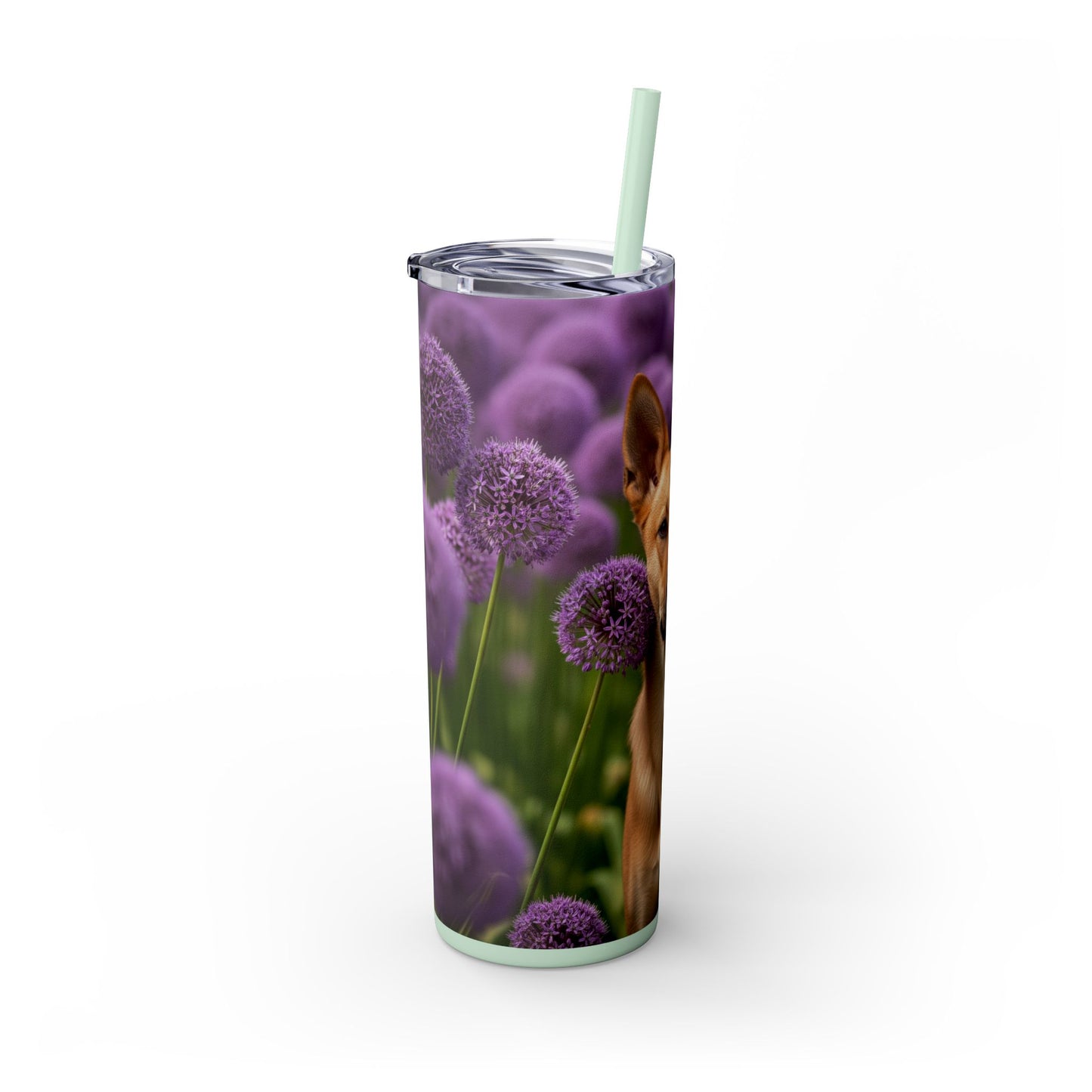 Canaan Dog Skinny Tumbler with Straw, 20oz