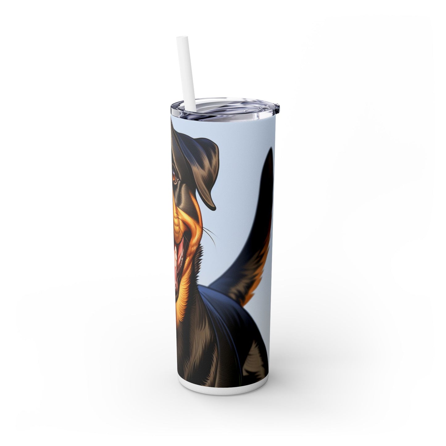 Rottweiler Skinny Tumbler with Straw, 20oz