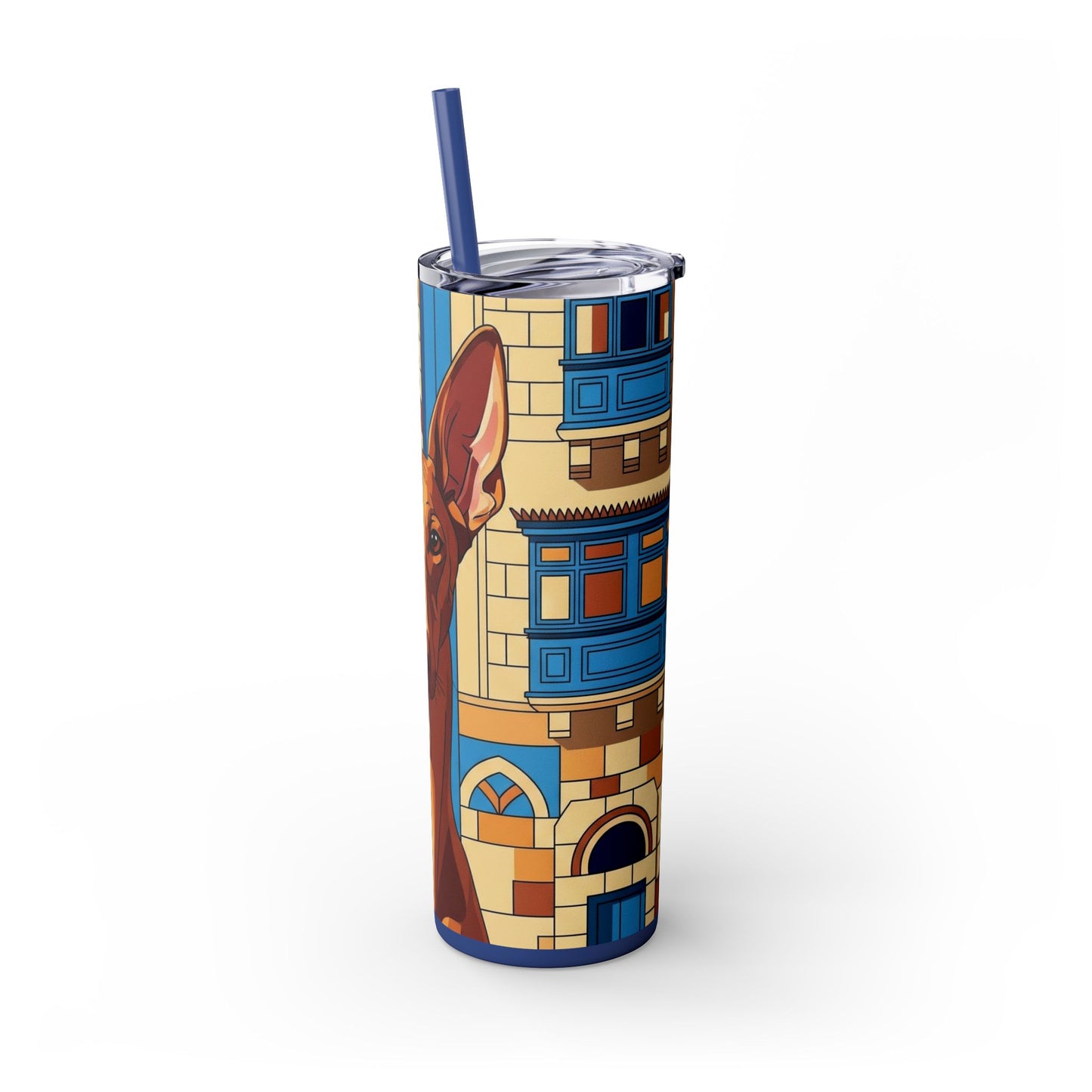Pharaoh Hound Skinny Tumbler with Straw, 20oz