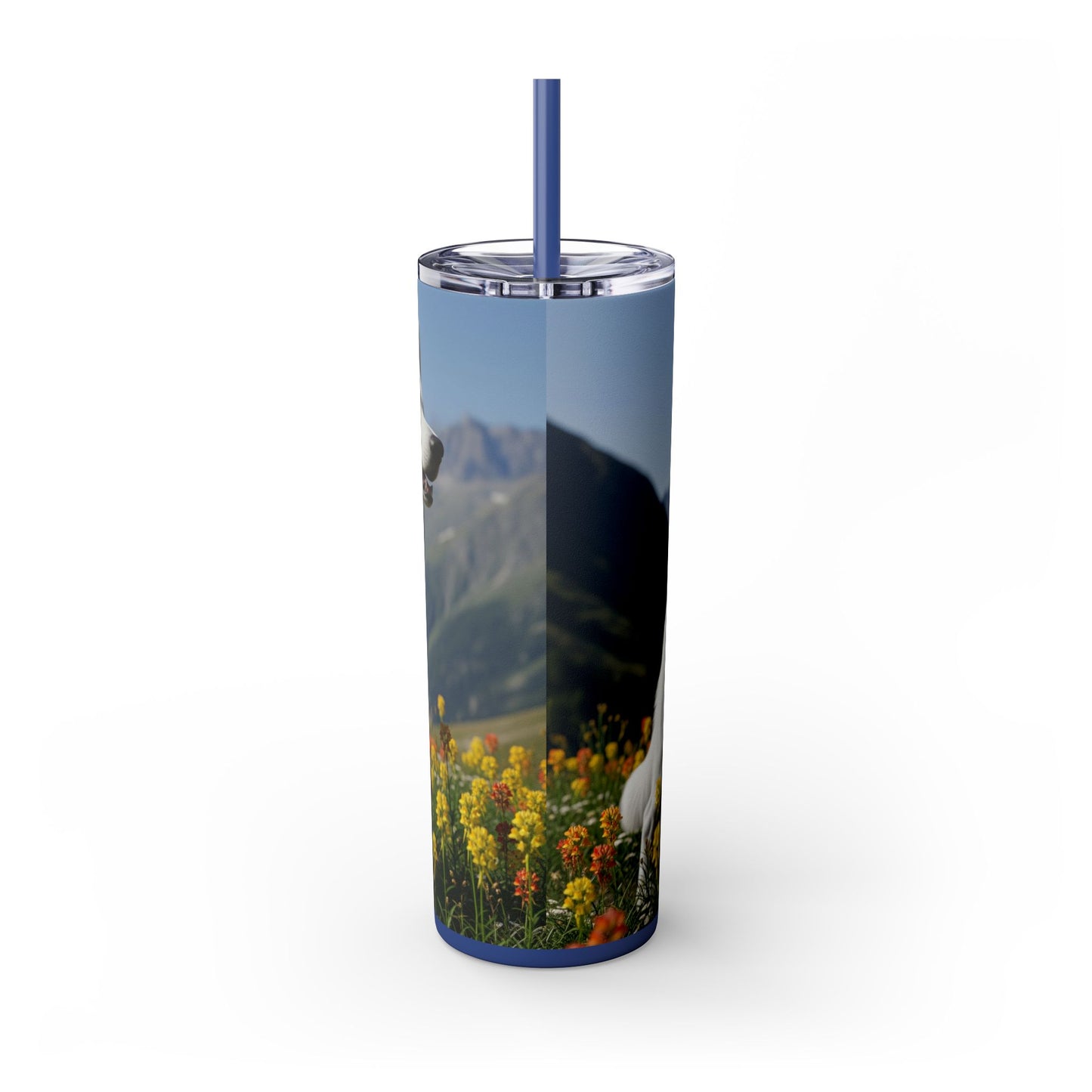 White Swiss Shepherd Dog Skinny Tumbler with Straw, 20oz