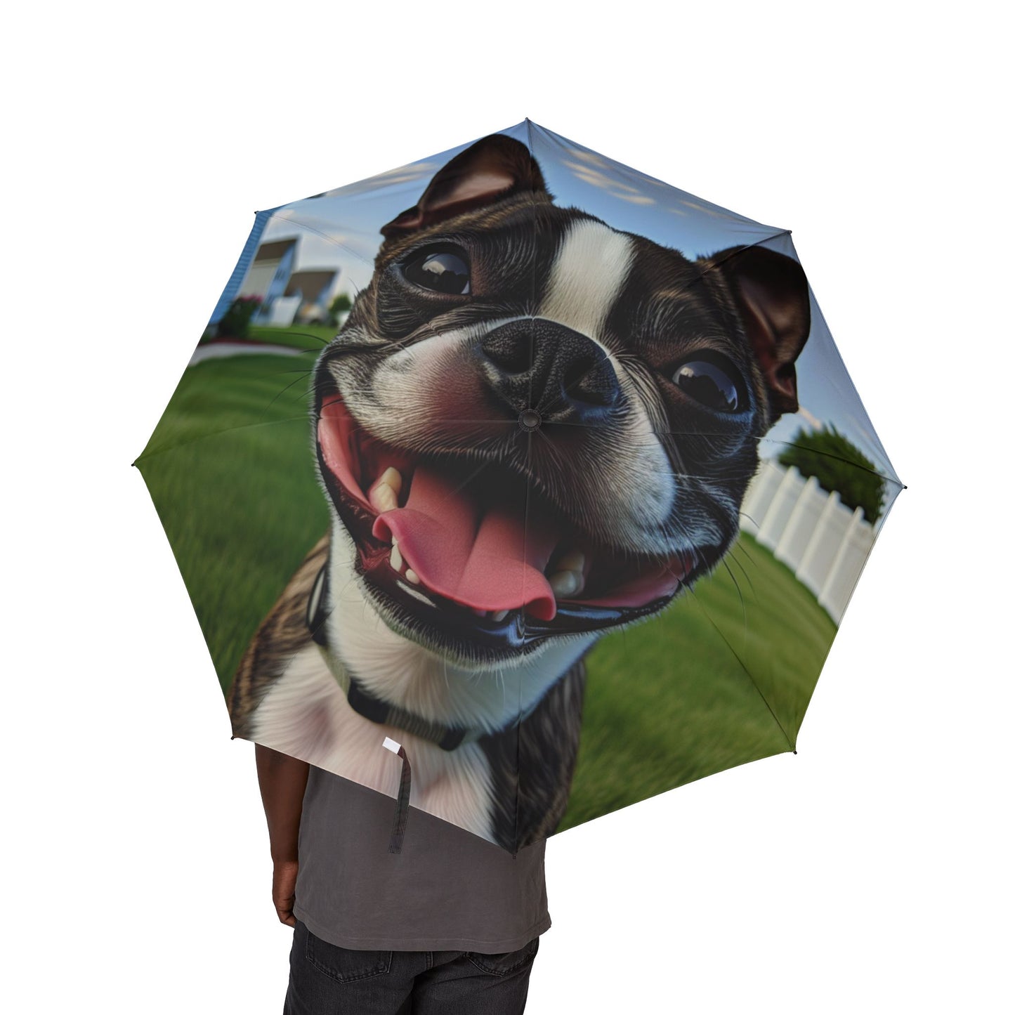 Boston Terrier Semi-Automatic Foldable Umbrella