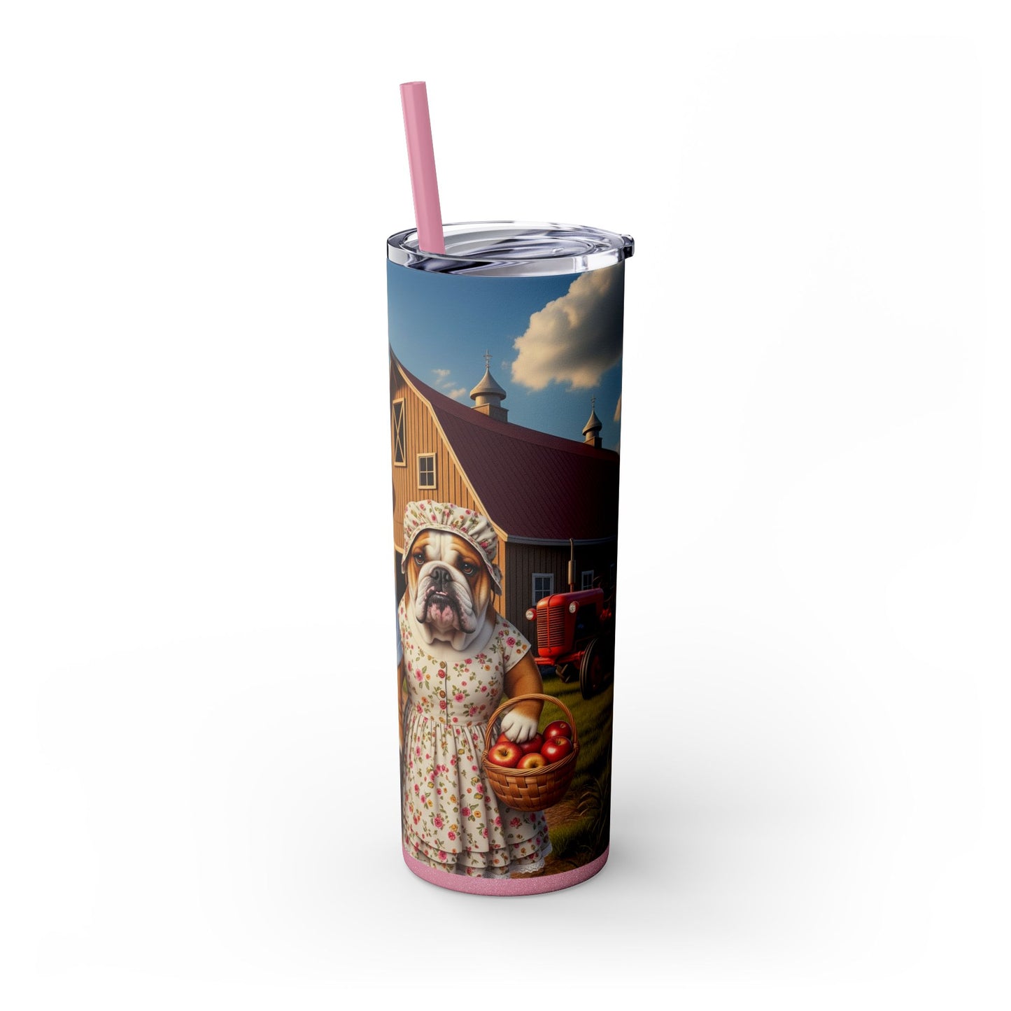 Bulldog Skinny Tumbler with Straw, 20oz