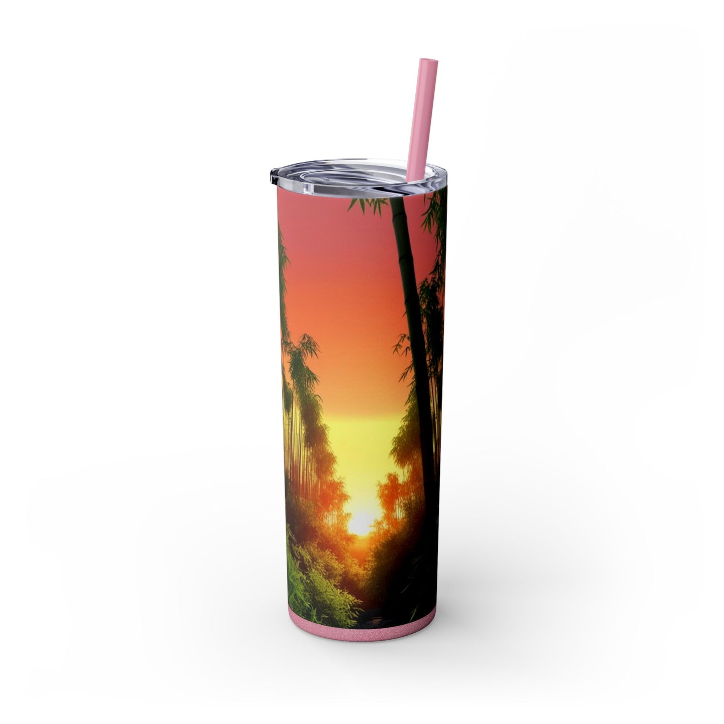 Bamboo Forest Sunrise Skinny Tumbler with Straw, 20oz