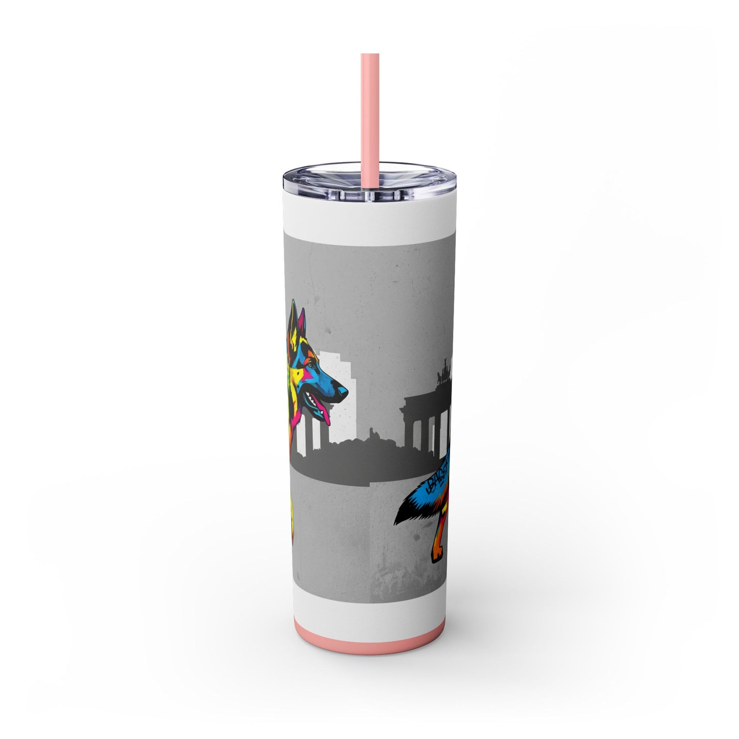 German Shepherd Skinny Tumbler with Straw, 20oz
